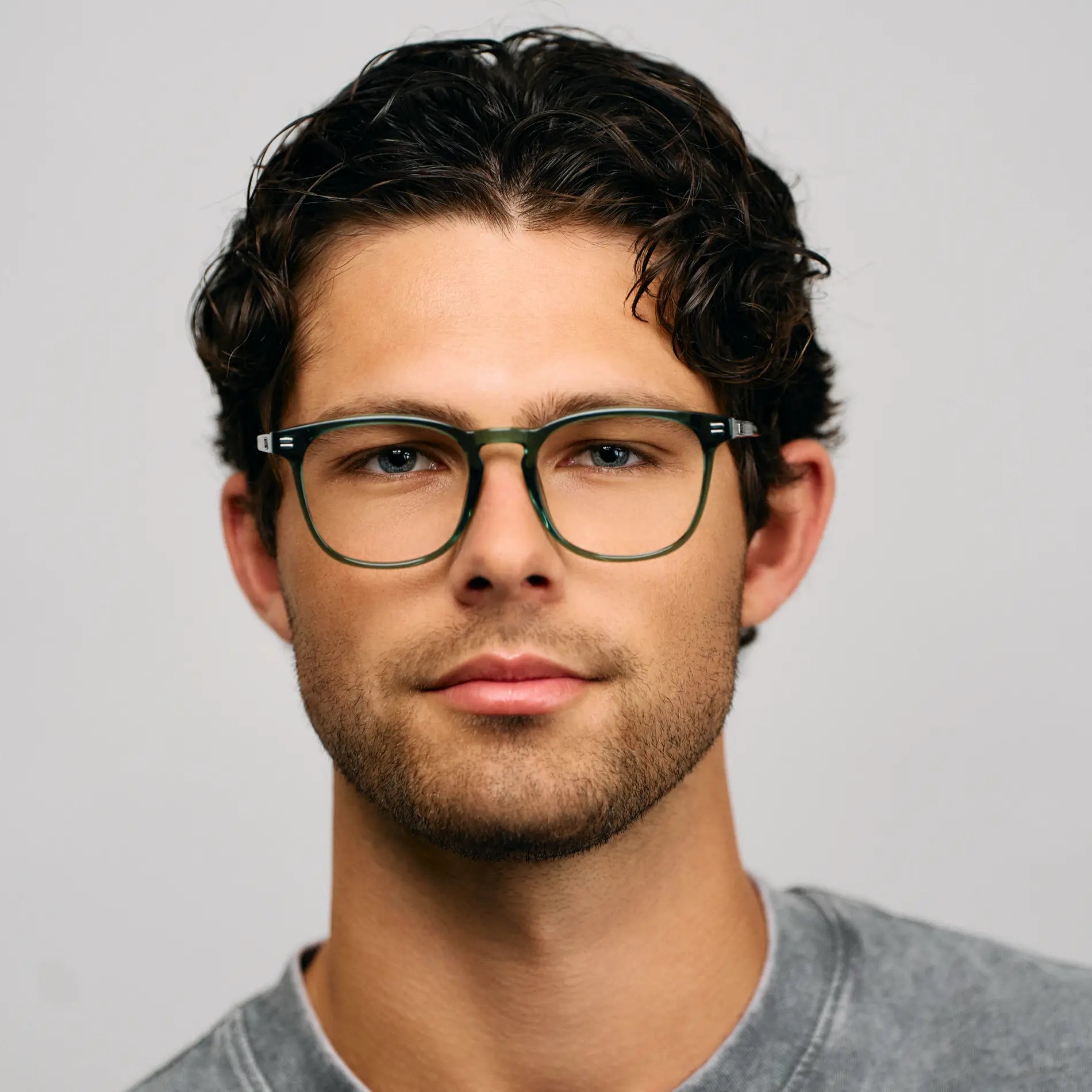 Emerald Green || Green Square Frame Prescription Glasses with Clear Lenses