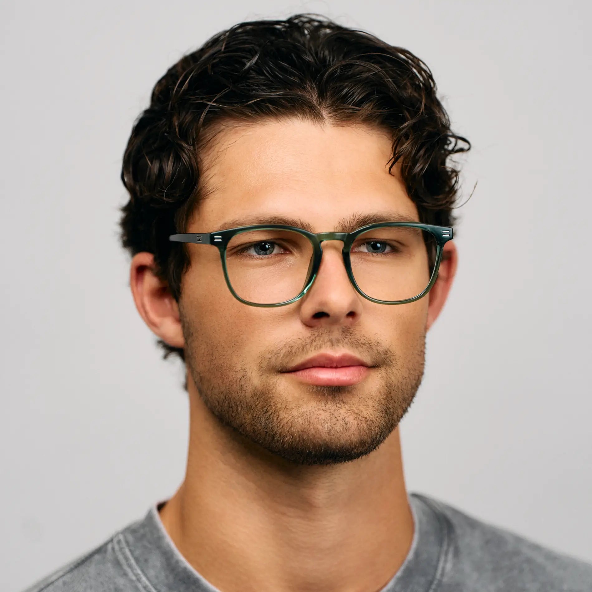 Emerald Green || Green Square Frame Prescription Glasses with Clear Lenses