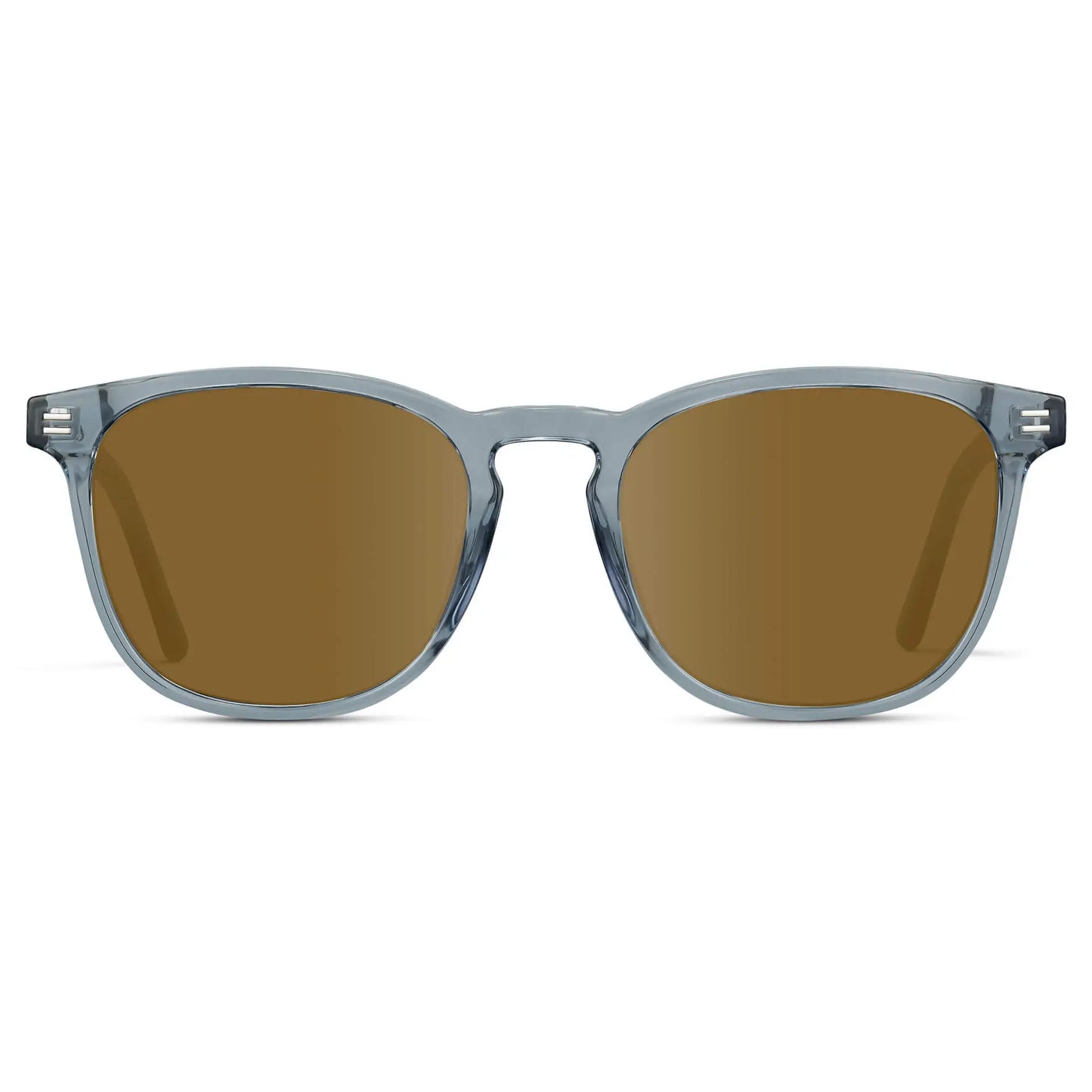 Crystal Cadet Grey / Amber || Grey Square Frame Prescription Sunglasses with Brown Lenses on a white background