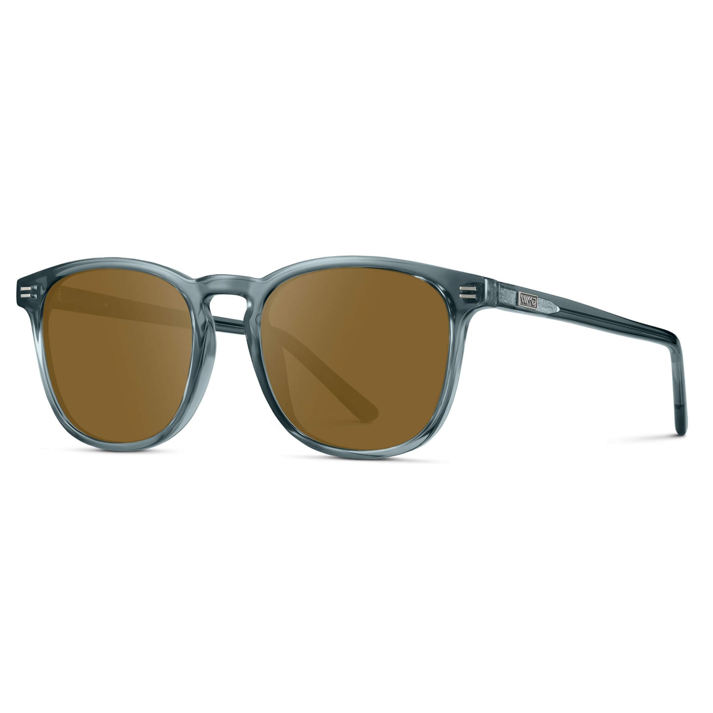 Crystal Stone Blue / Amber Lens || Blue Square Frame Prescription Sunglasses with Brown Lenses