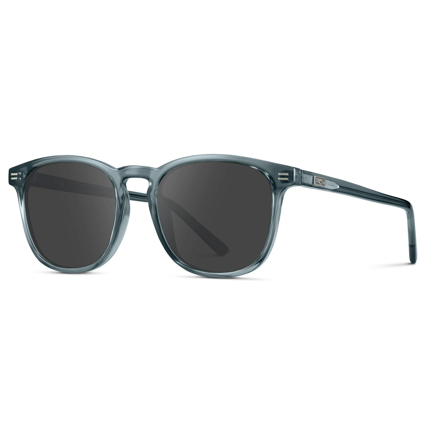 Crystal Stone Blue / Grey Lens || Blue Square Frame Prescription Sunglasses with Grey Lenses