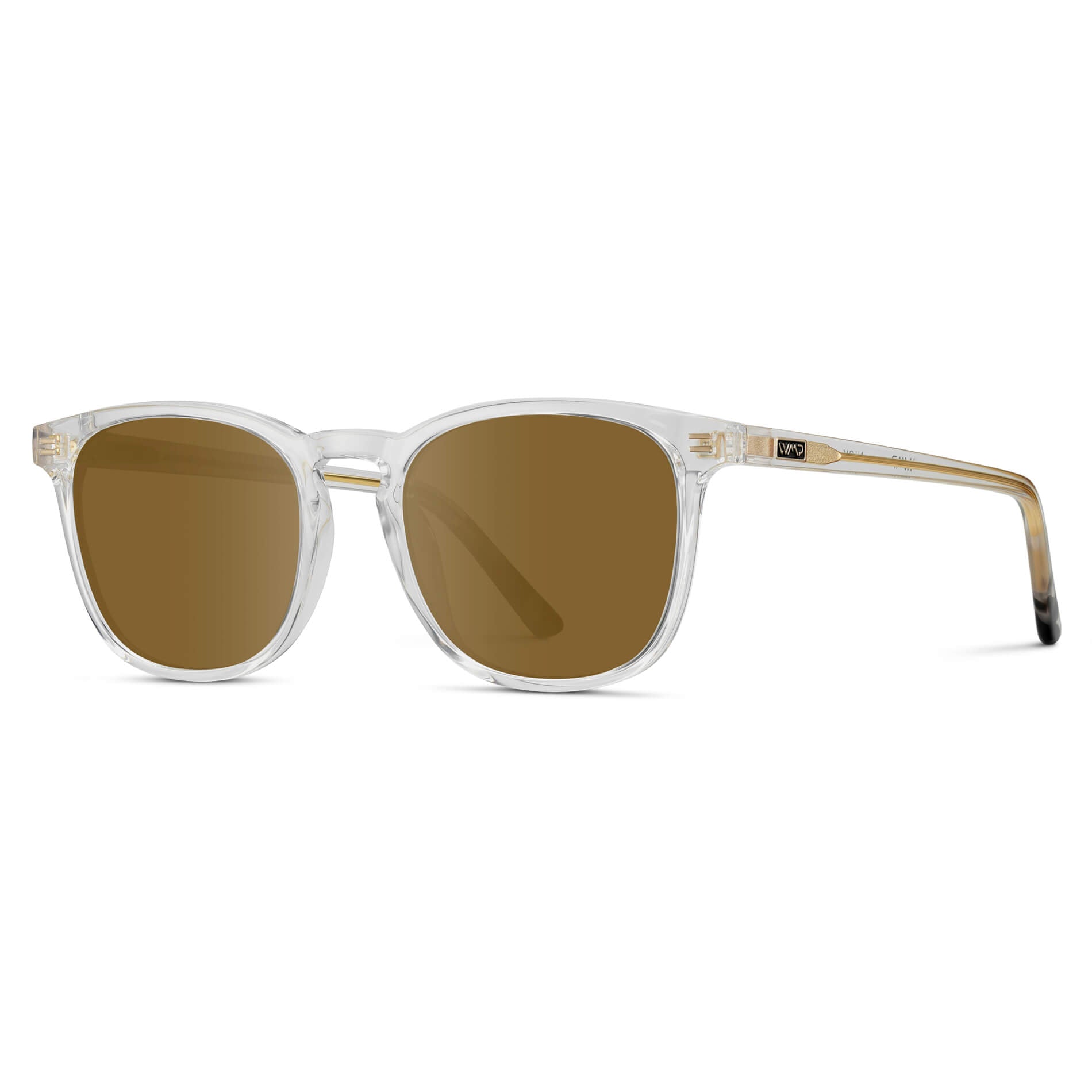 Clear / Amber Lens || Clear Square Frame Prescription Sunglasses with Brown Lenses