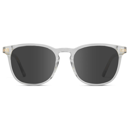 Clear / Grey Lens || Clear Square Frame Prescription Sunglasses with Grey Lenses