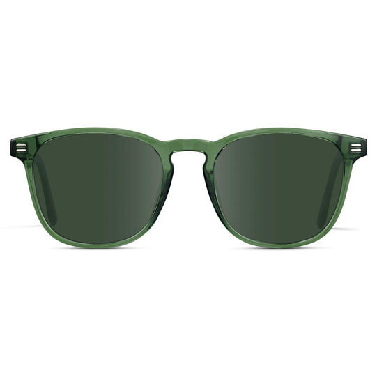 Emerald Green / G15 Lens || Green Square Frame Prescription Sunglasses with Green Lenses