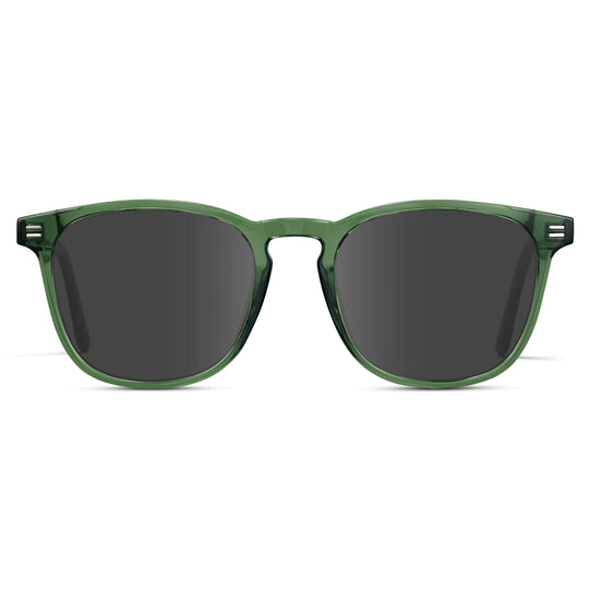 Emerald Green / Grey Lens || Green Square Frame Prescription Sunglasses with Grey Lenses