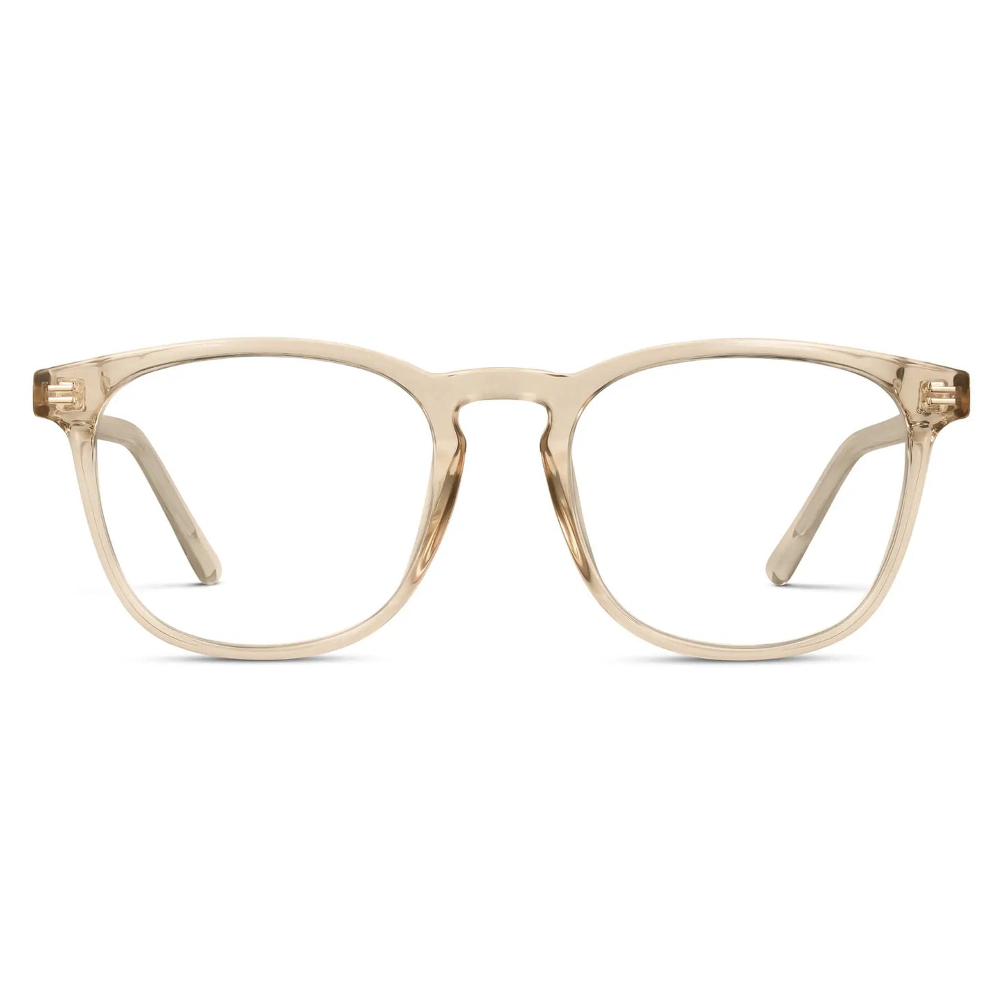 Crystal Sand Brown || Men's Square Prescription Glasses with Crystal Sand Brown Frame and Clear Lenses on a white background