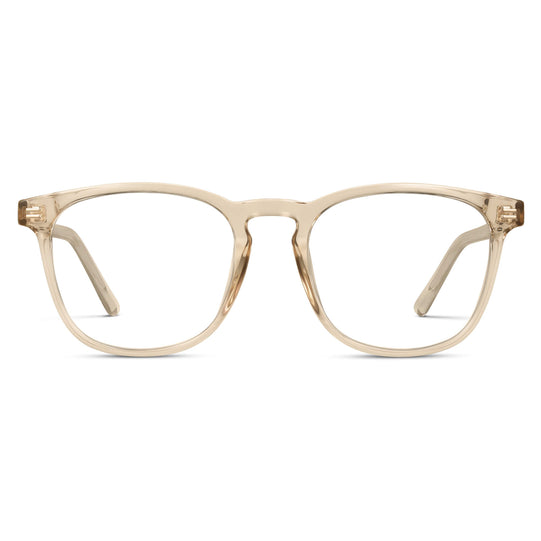 Crystal Sand Brown || Light Brown Square Frame Prescription Glasses with Clear Lenses