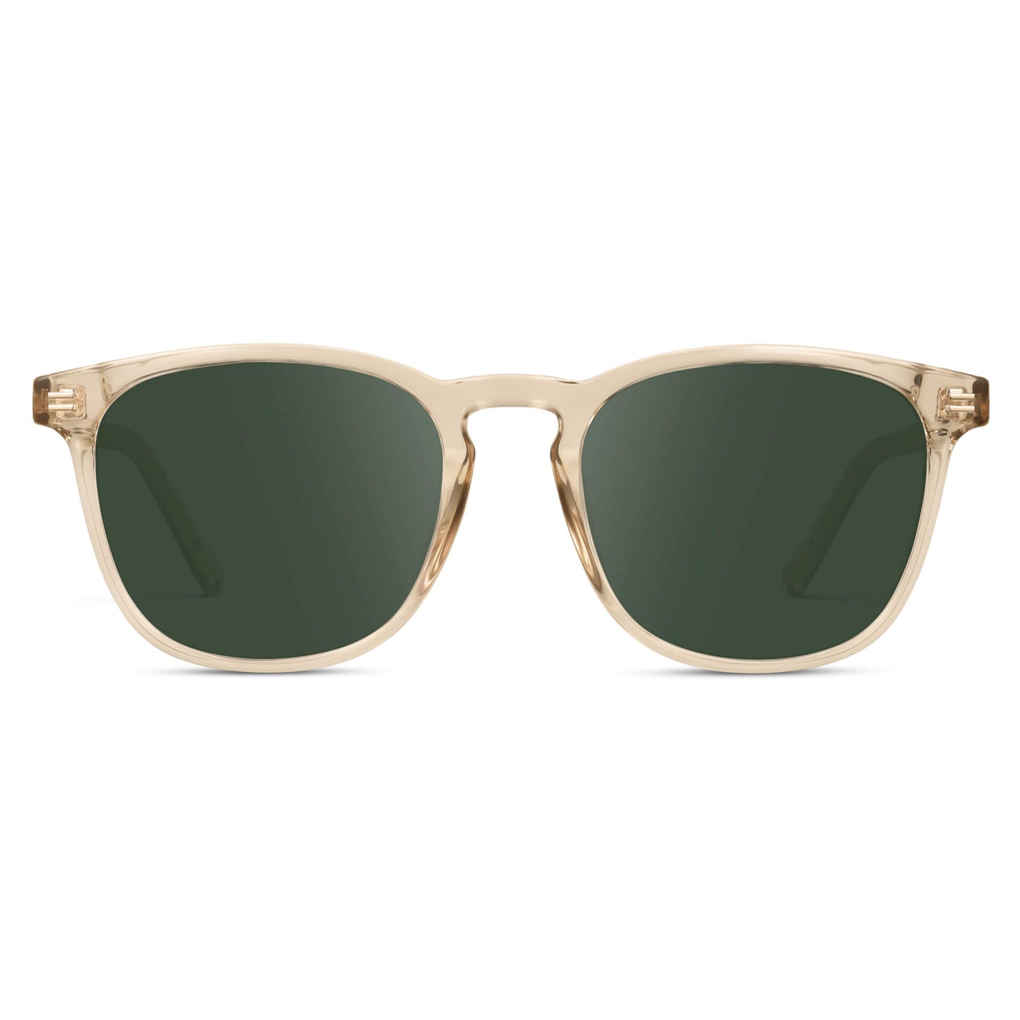 Crystal Sand Brown / G15 Lens || Light Brown Square Frame Prescription Sunglasses with Green Lenses