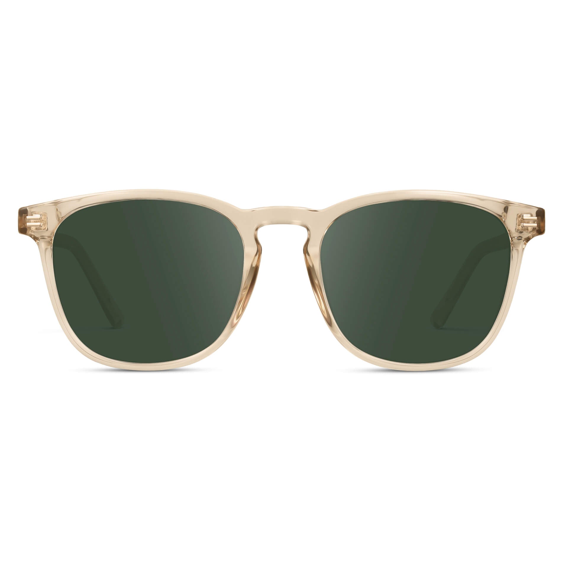 Crystal Sand Brown / G15 Lens || Light Brown Square Frame Prescription Sunglasses with Green Lenses