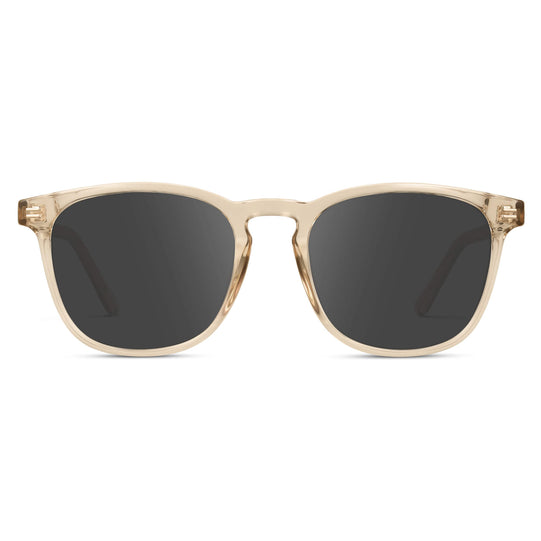 Crystal Sand Brown / Grey Lens || Light Brown Square Frame Prescription Sunglasses with Grey Lenses
