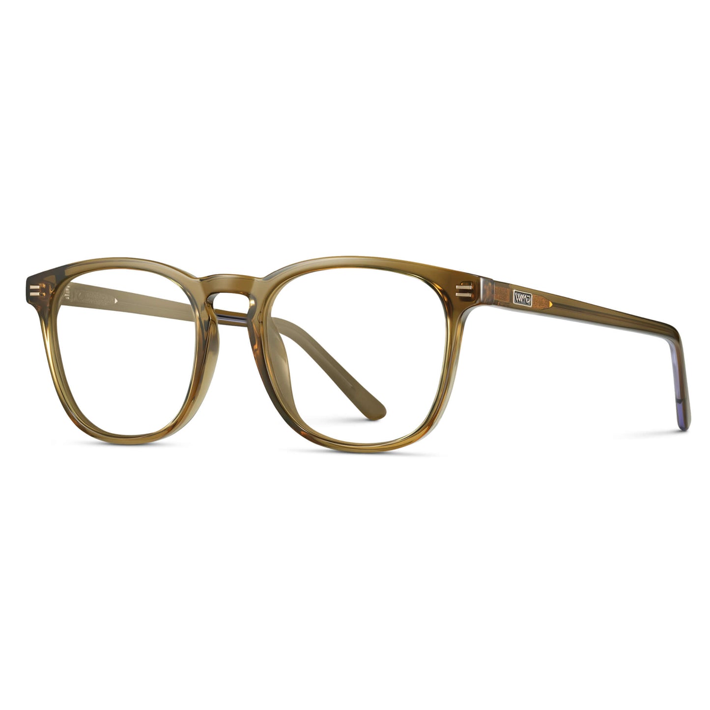 Crystal Verde || Verde Green Brown Square Frame Prescription Glasses with Clear Lenses
