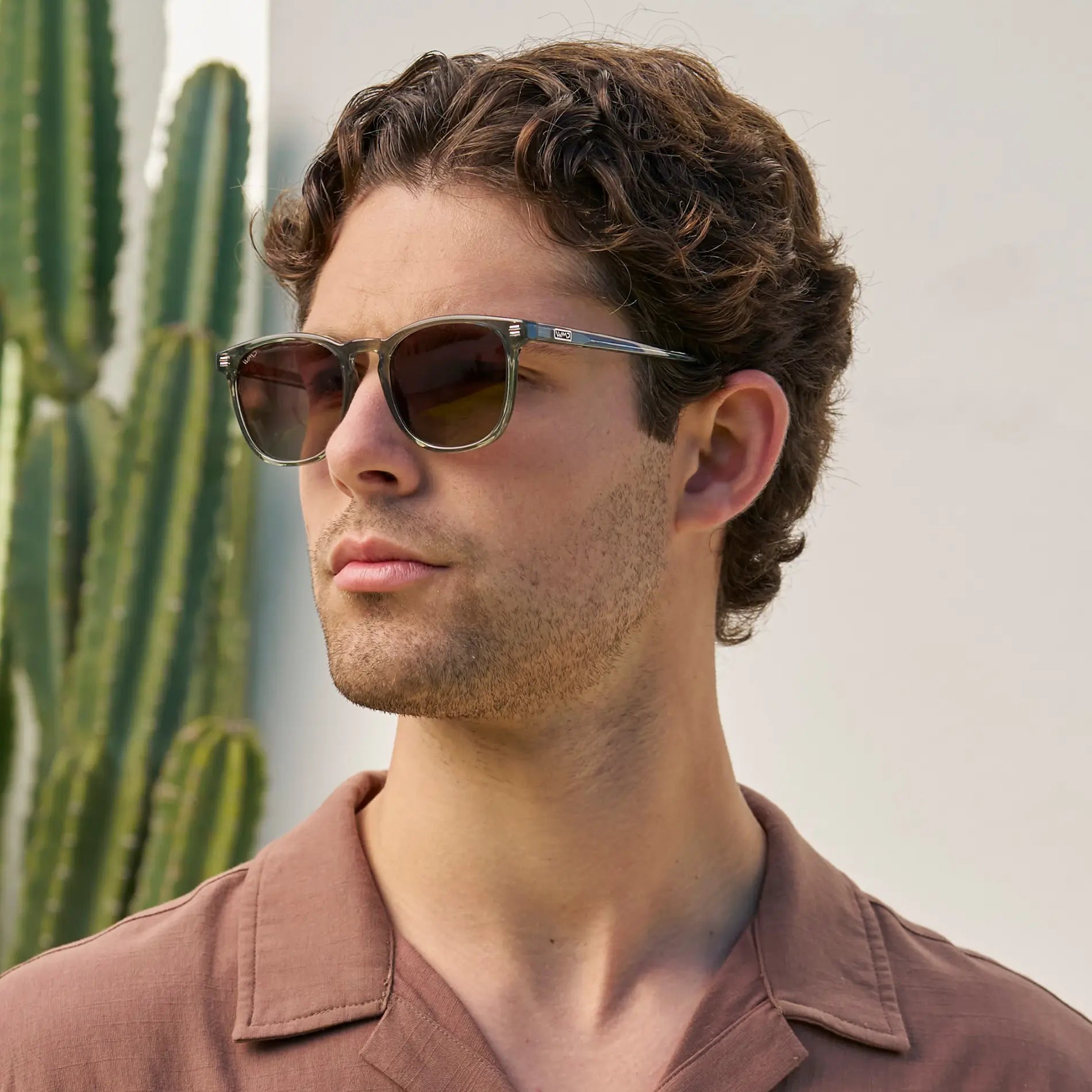 Sage Green / Brown Gradient Lens || Men's Sage Green Square Frame Sunglasses with Brown Gradient Polarized Lenses