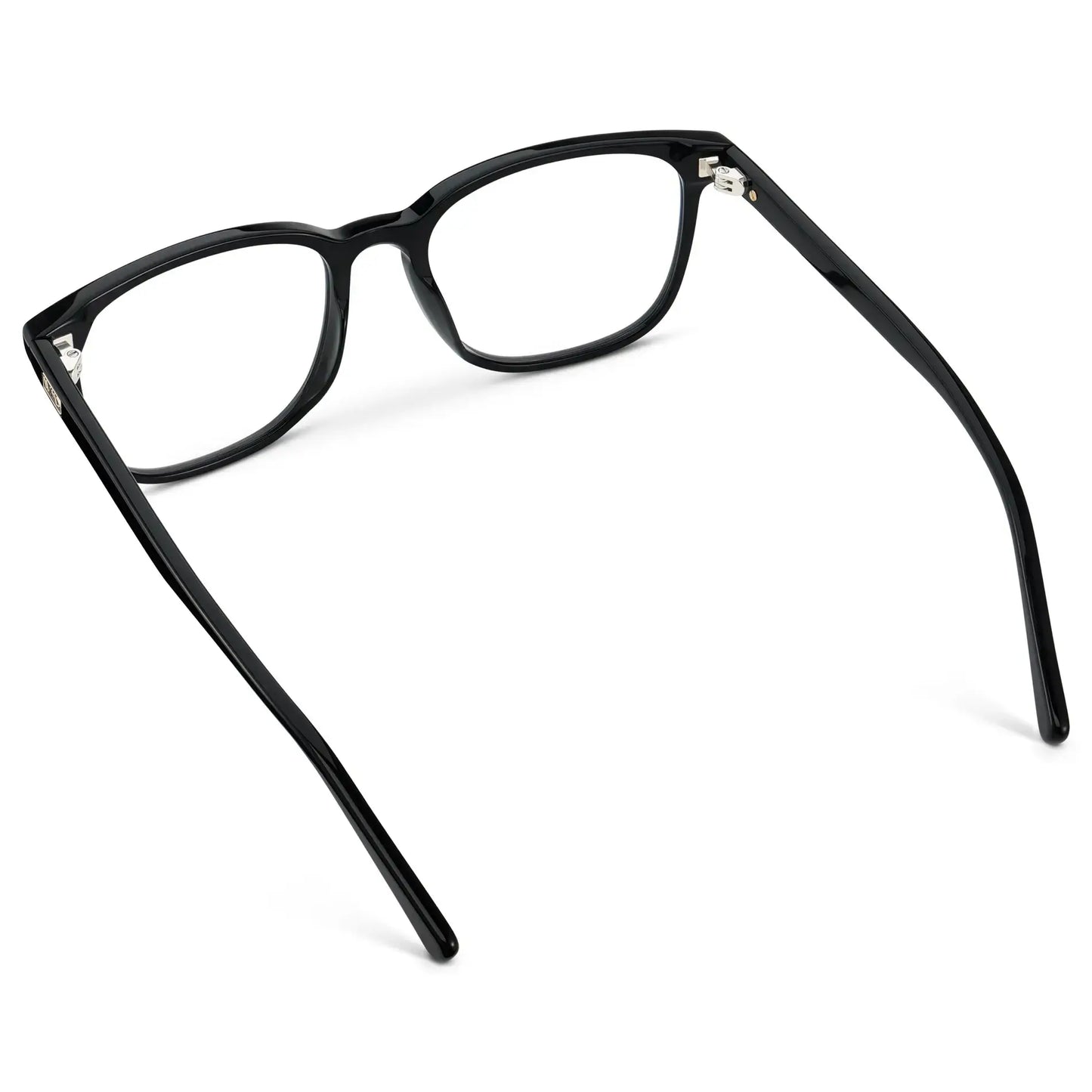 Black || Unisex Oversized Rectangular Prescription Eyeglasses with Black Acetate Frame and Clear Lens