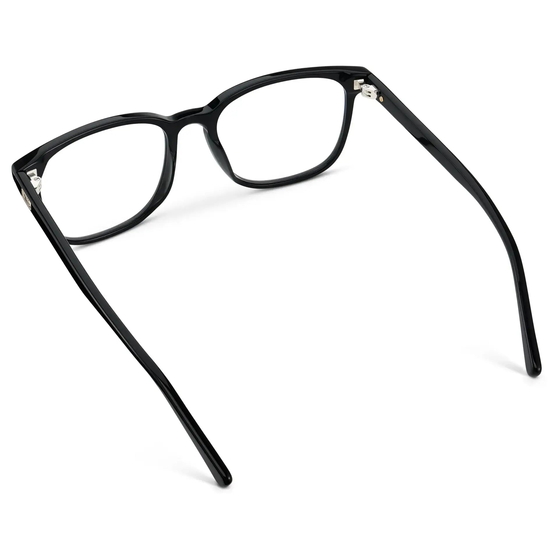 Black || Unisex Oversized Rectangular Prescription Eyeglasses with Black Acetate Frame and Clear Lens