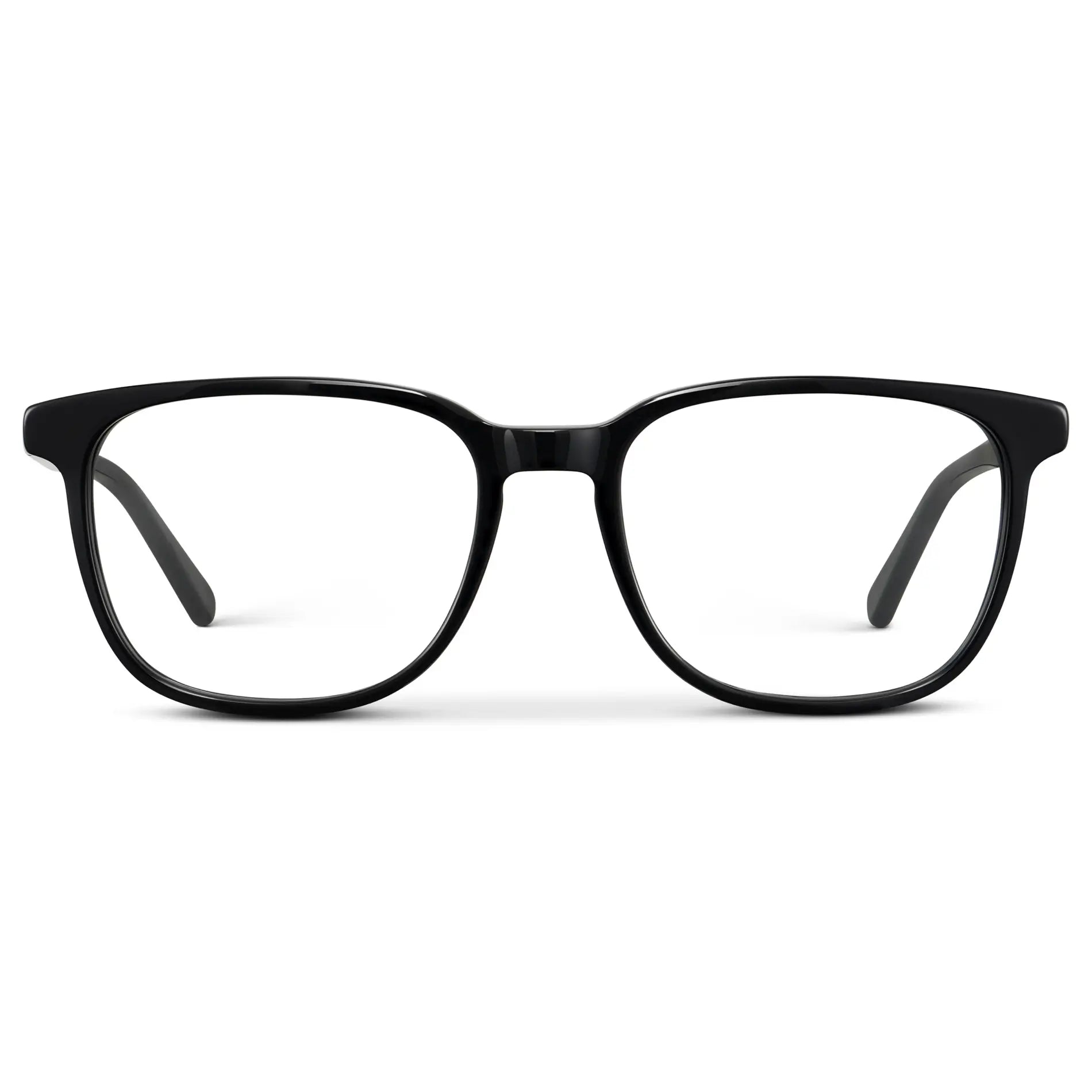 Black || Unisex Oversized Rectangular Blue Light Blocking Glasses with Black Acetate Frame and Clear Lens