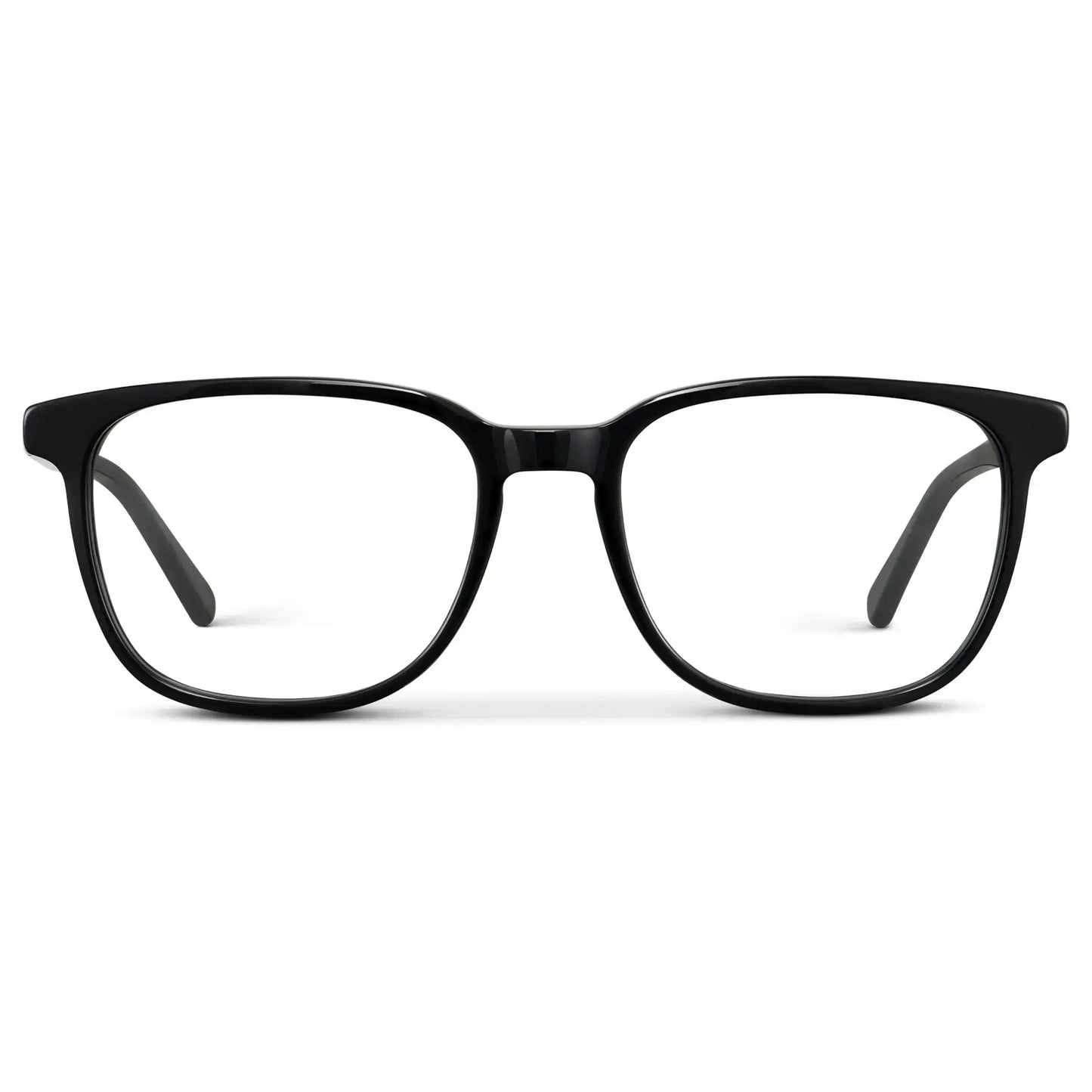 Black || Unisex Oversized Rectangular Prescription Eyeglasses with Black Acetate Frame and Clear Lens