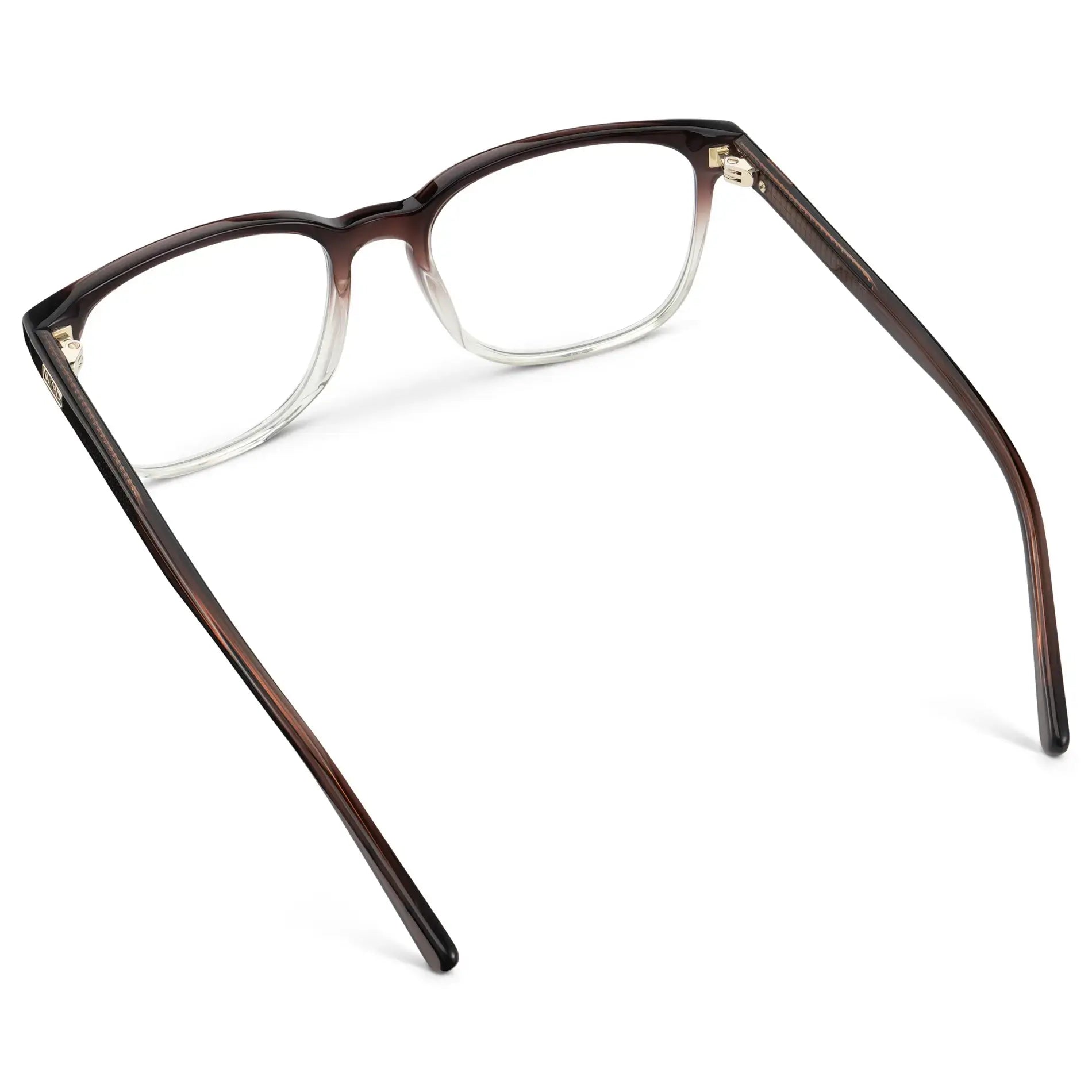 Bourbon Brown || Unisex Oversized Rectangular Prescription Eyeglasses with Dual-Tone Bourbon Brown Acetate Frame and Clear Lens