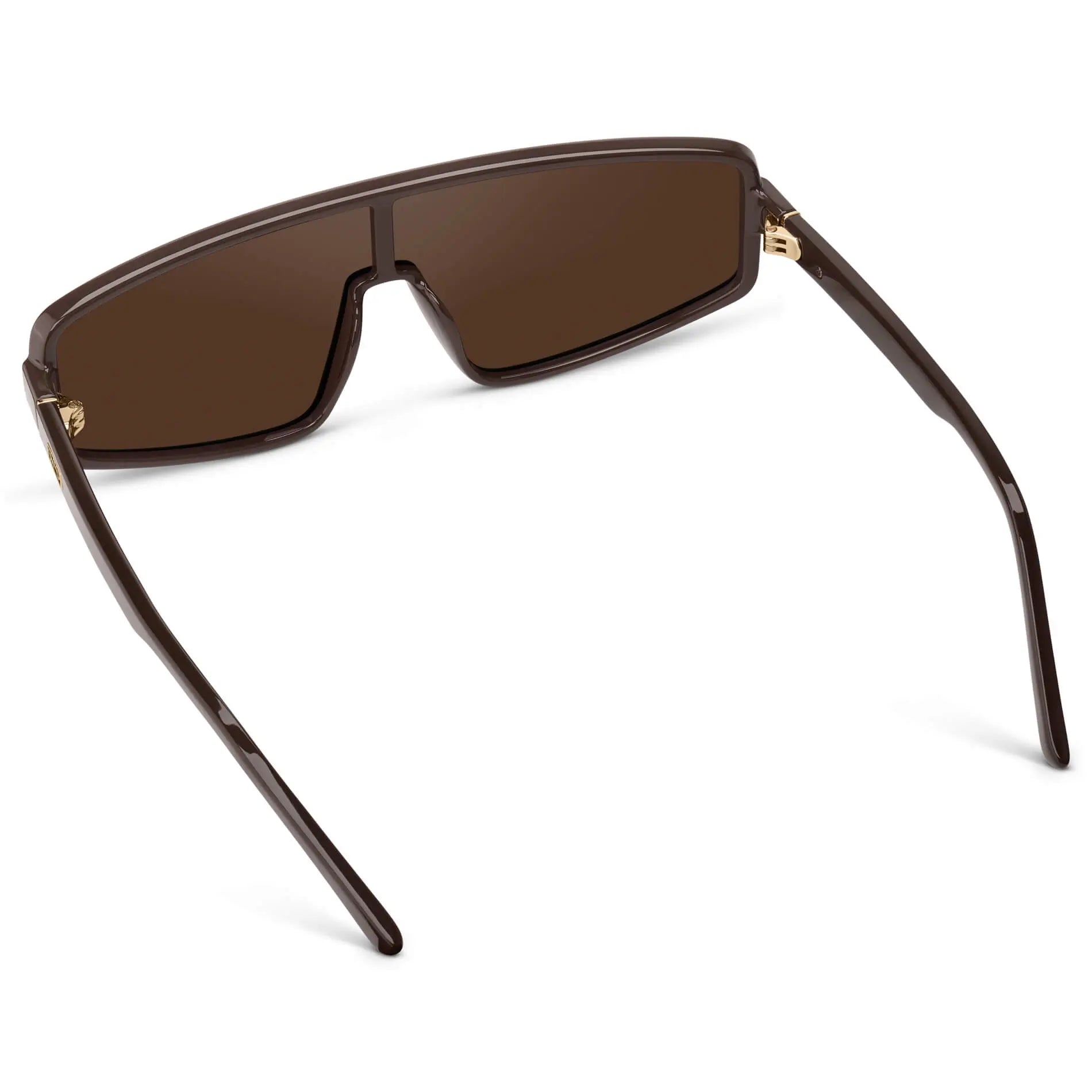 Mocha Brown / Dark Brown Lens || Women's Flat-Top Aviator Shield Sunglasses with Mocha Brown Acetate Frame and Dark Brown Polarized Anti-Reflective Lens