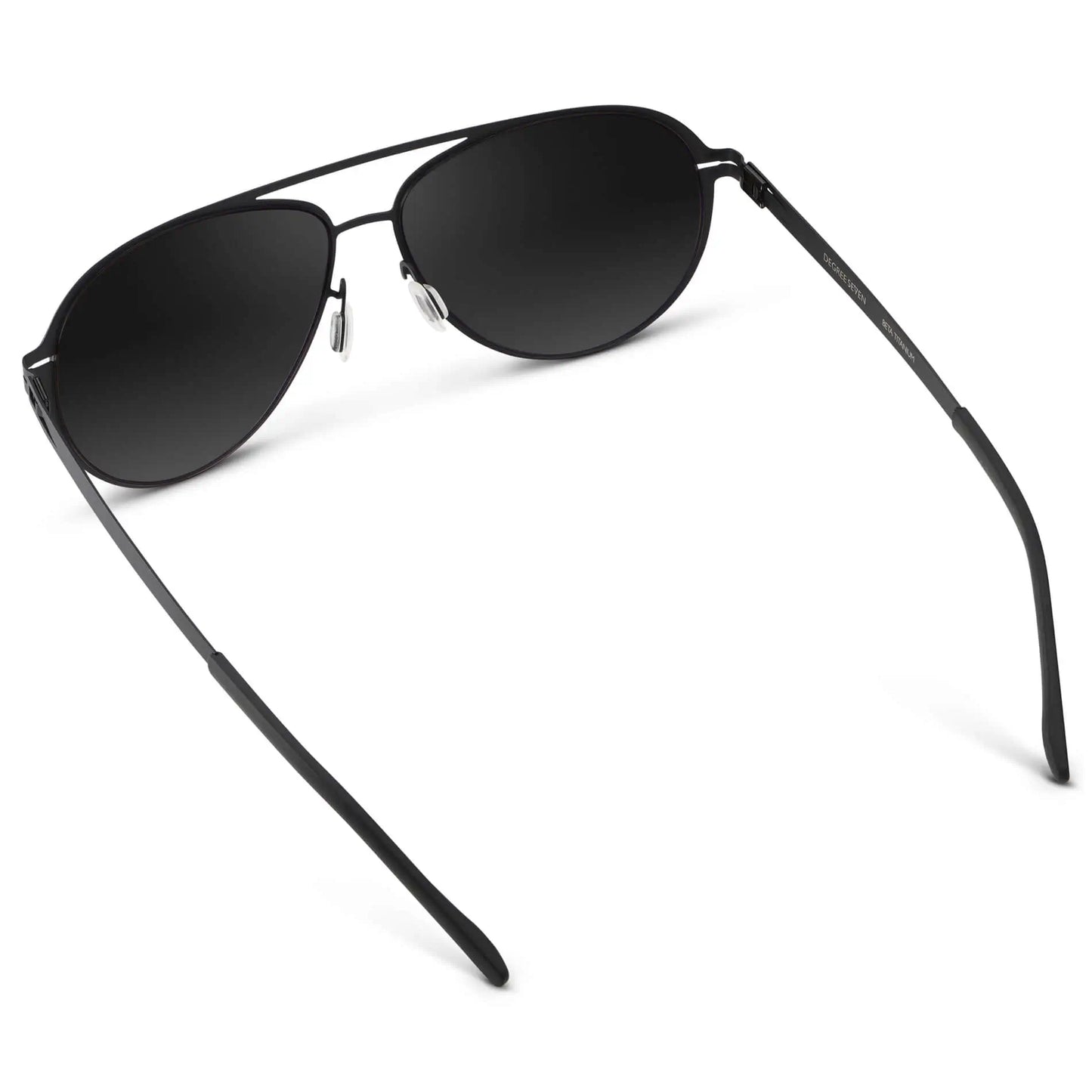 Matte Black / Black Gradient Lens || Unisex Polarized Aviator Sunglasses with Matte Black Beta Titanium Metal Frame, Screwless Hinges, and Ultra Polarized Black Gradient Nylon Lens
