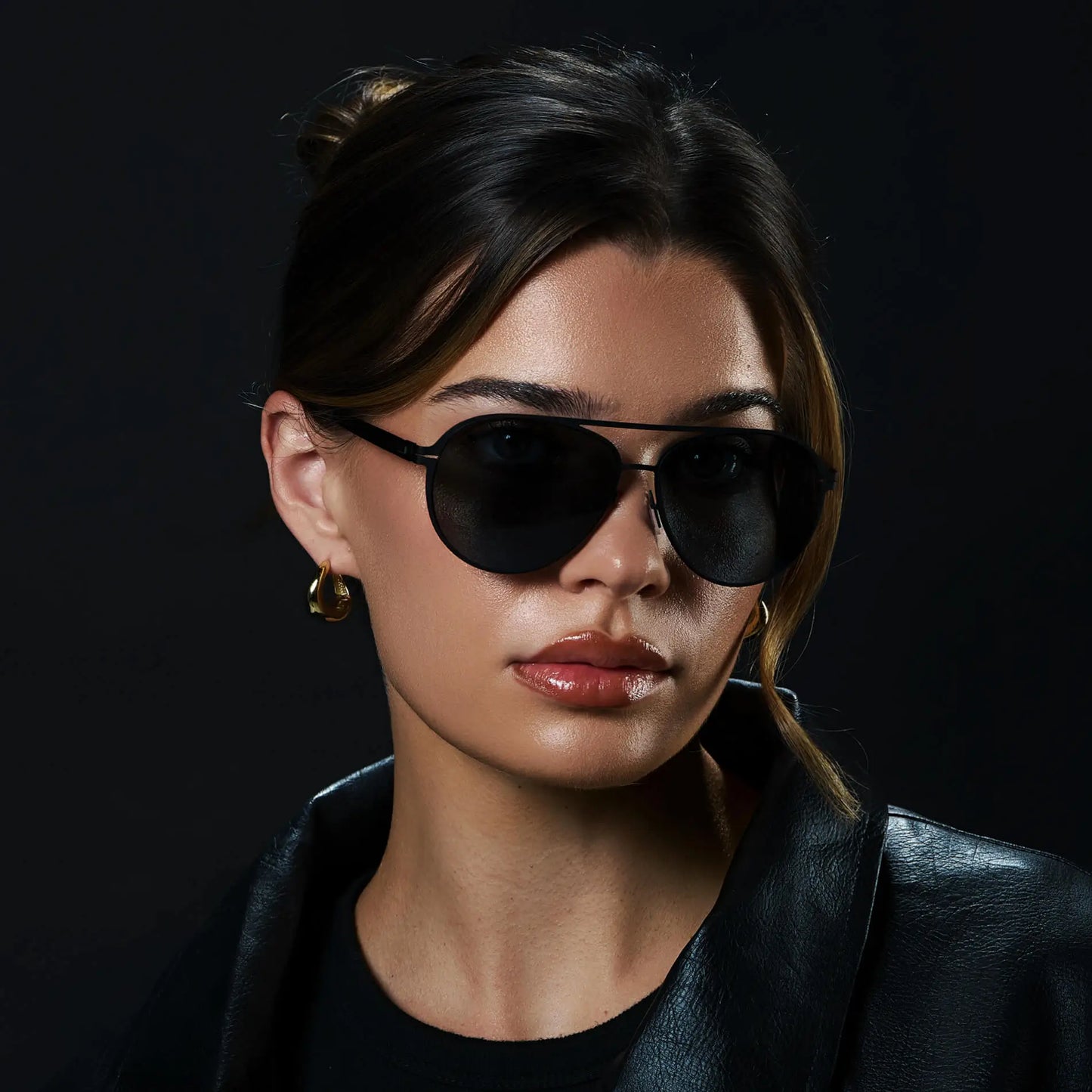 Matte Black / Black Lens || Unisex Polarized Aviator Sunglasses with Matte Black Beta Titanium Metal Frame, Screwless Hinges, and Ultra Polarized Black Nylon Lens