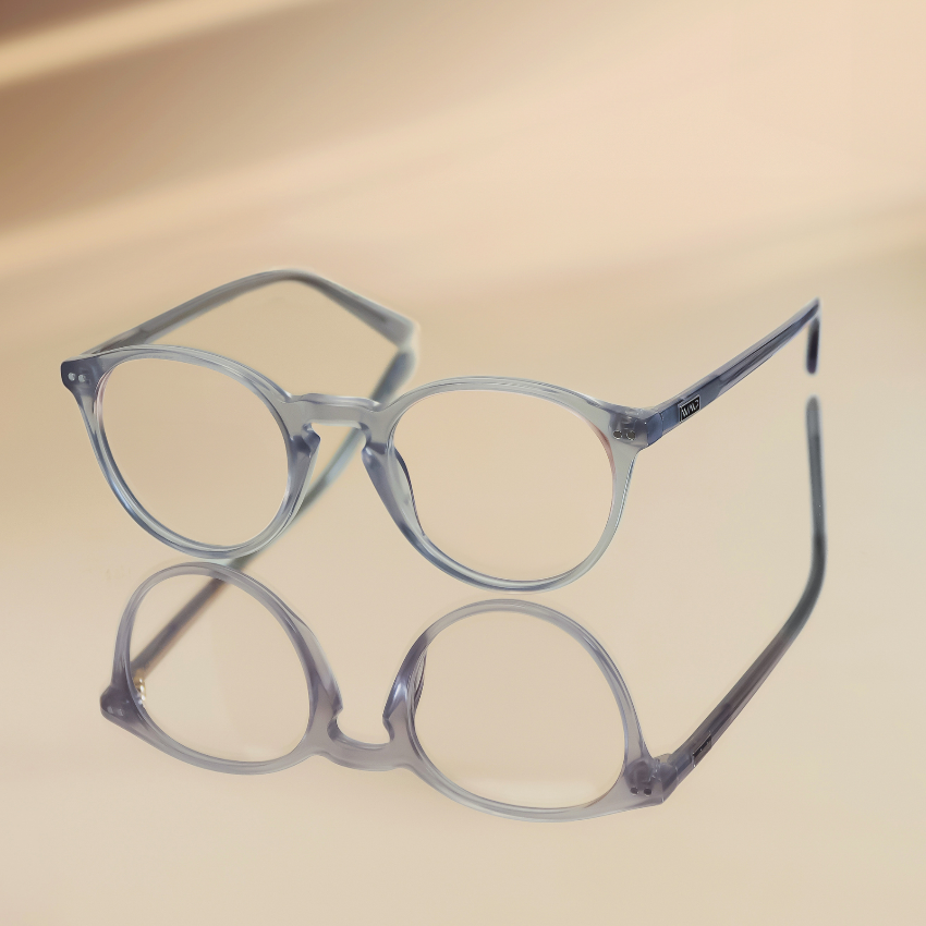 Cloudy Grey || Grey Round Frame Blue Light Blocking Glasses for Computer Use