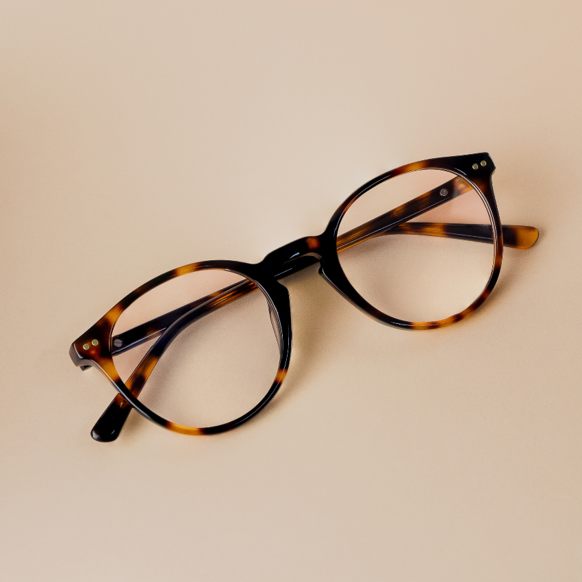 Tortoise Brown || Brown Round Frame Blue Light Blocking Glasses for Computer Use
