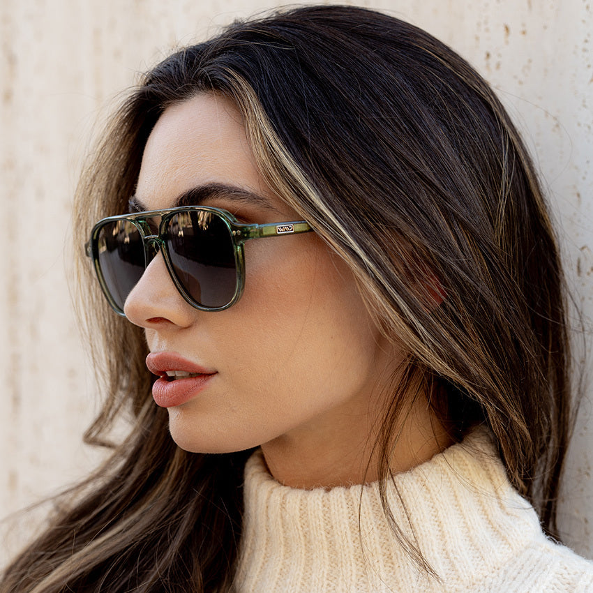 Emerald Green / Black Gradient Lens || Unisex Square Frame Sunglasses in Emerald Green with Black Gradient Polarized Lenses