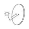Icon of a sun with an arrow pointing to a lens, indicating sun protection for lenses.
