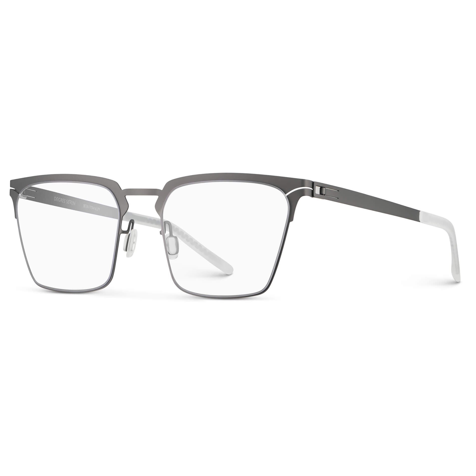 Matte Grey || Unisex Blue Light Glasses with Matte Grey Beta Titanium Metal Frame, Screwless Hinges, and Nylon Blue Light Blocking Clear Lens