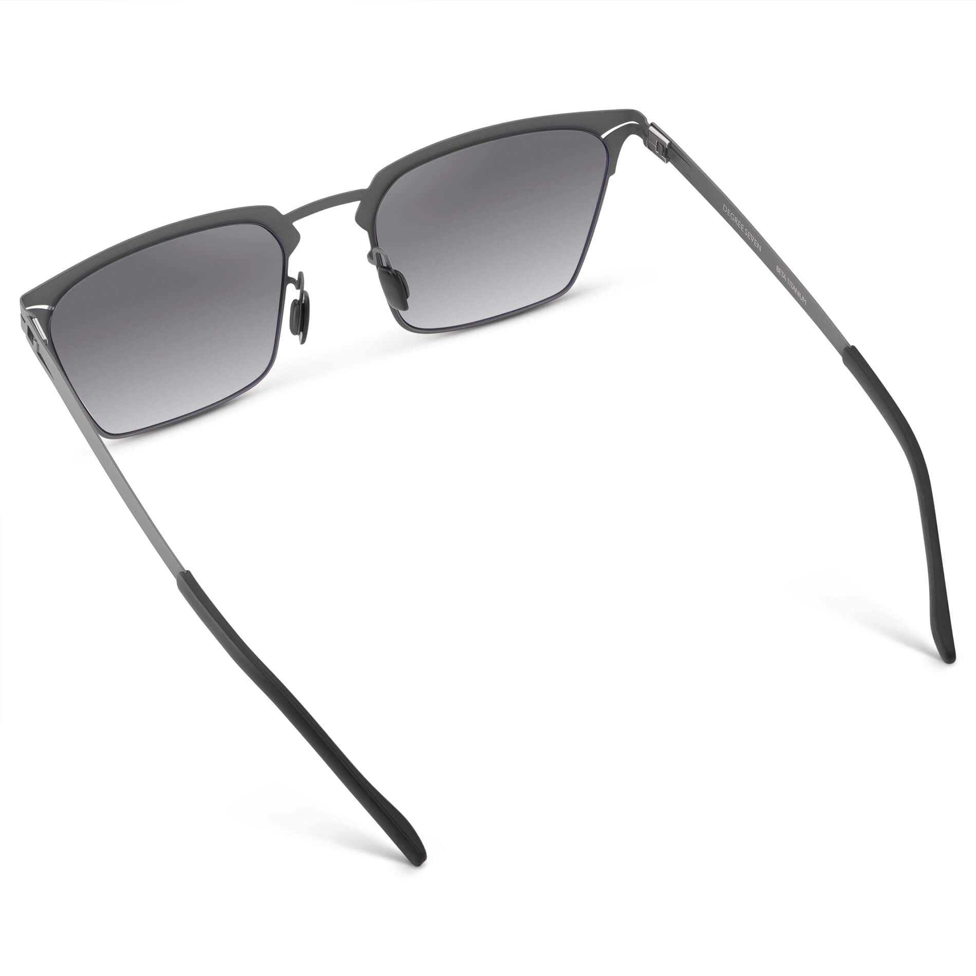 Matte Grey / Gradient Mirror Silver Lens || Unisex Sunglasses with Matte Grey Beta Titanium Metal Frame, Screwless Hinges, and Nylon Polarized Gradient Mirror Silver Lens