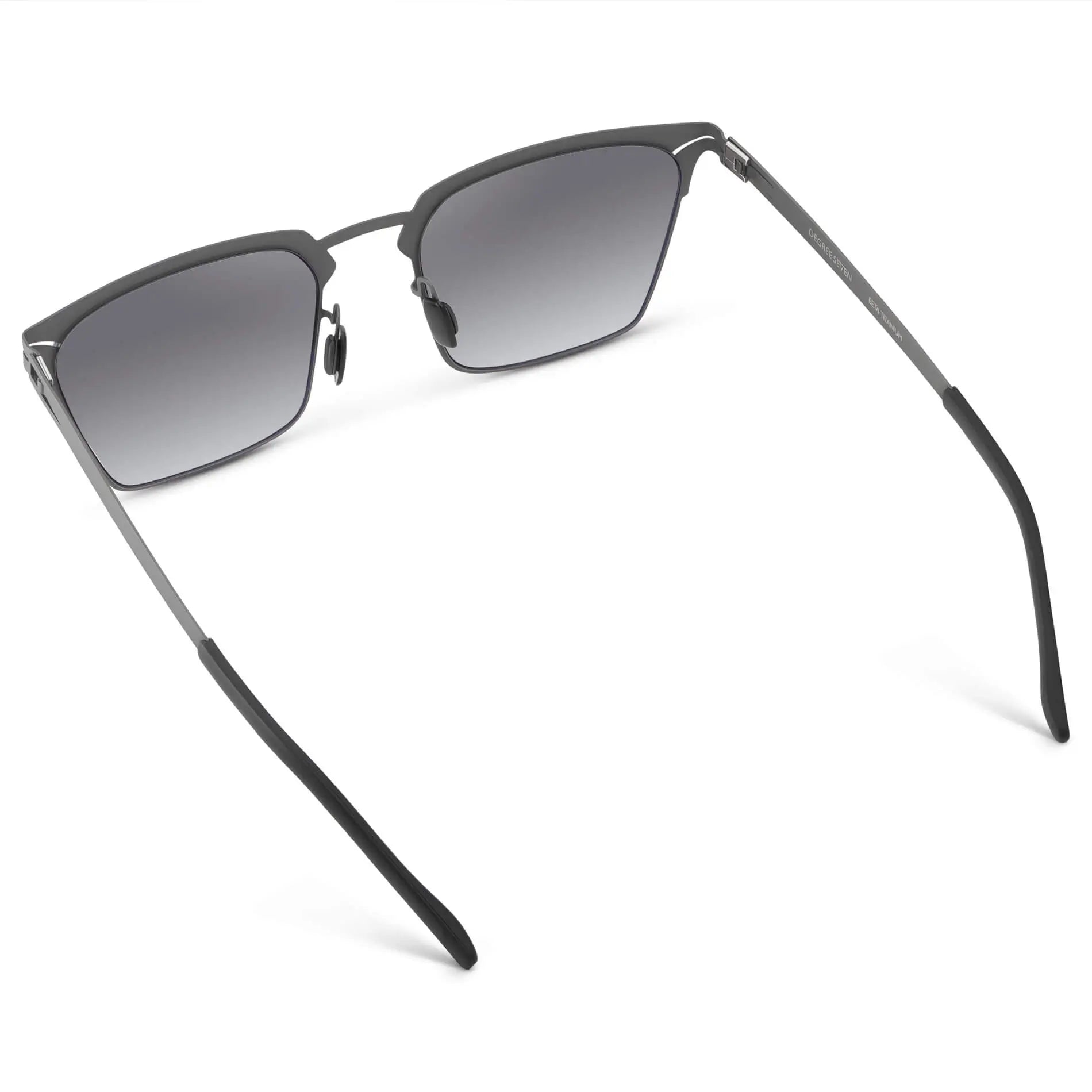 Matte Grey / Gradient Mirror Silver Lens || Unisex Sunglasses with Matte Grey Beta Titanium Metal Frame, Screwless Hinges, and Nylon Polarized Gradient Mirror Silver Lens