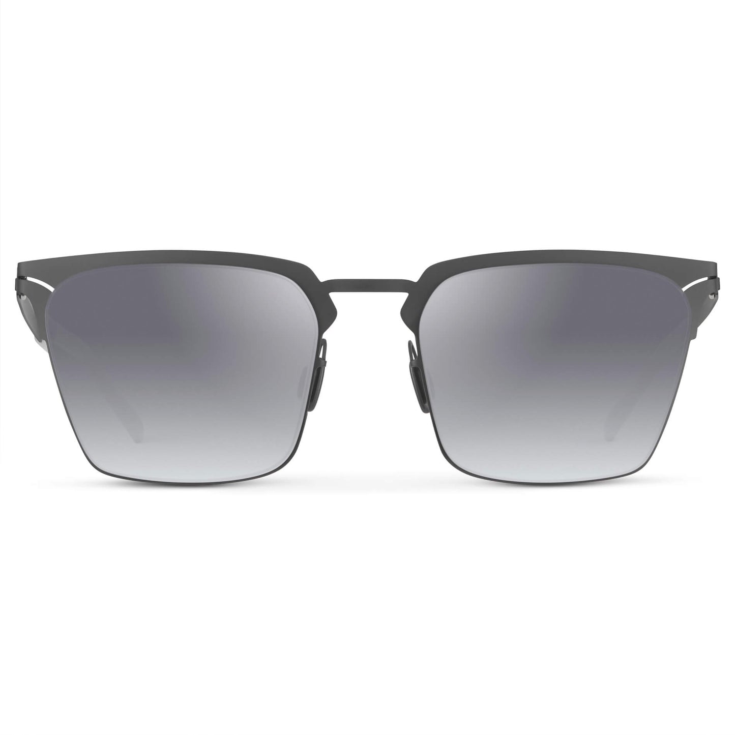 Matte Grey / Gradient Mirror Silver Lens || Unisex Sunglasses with Matte Grey Beta Titanium Metal Frame, Screwless Hinges, and Nylon Polarized Gradient Mirror Silver Lens