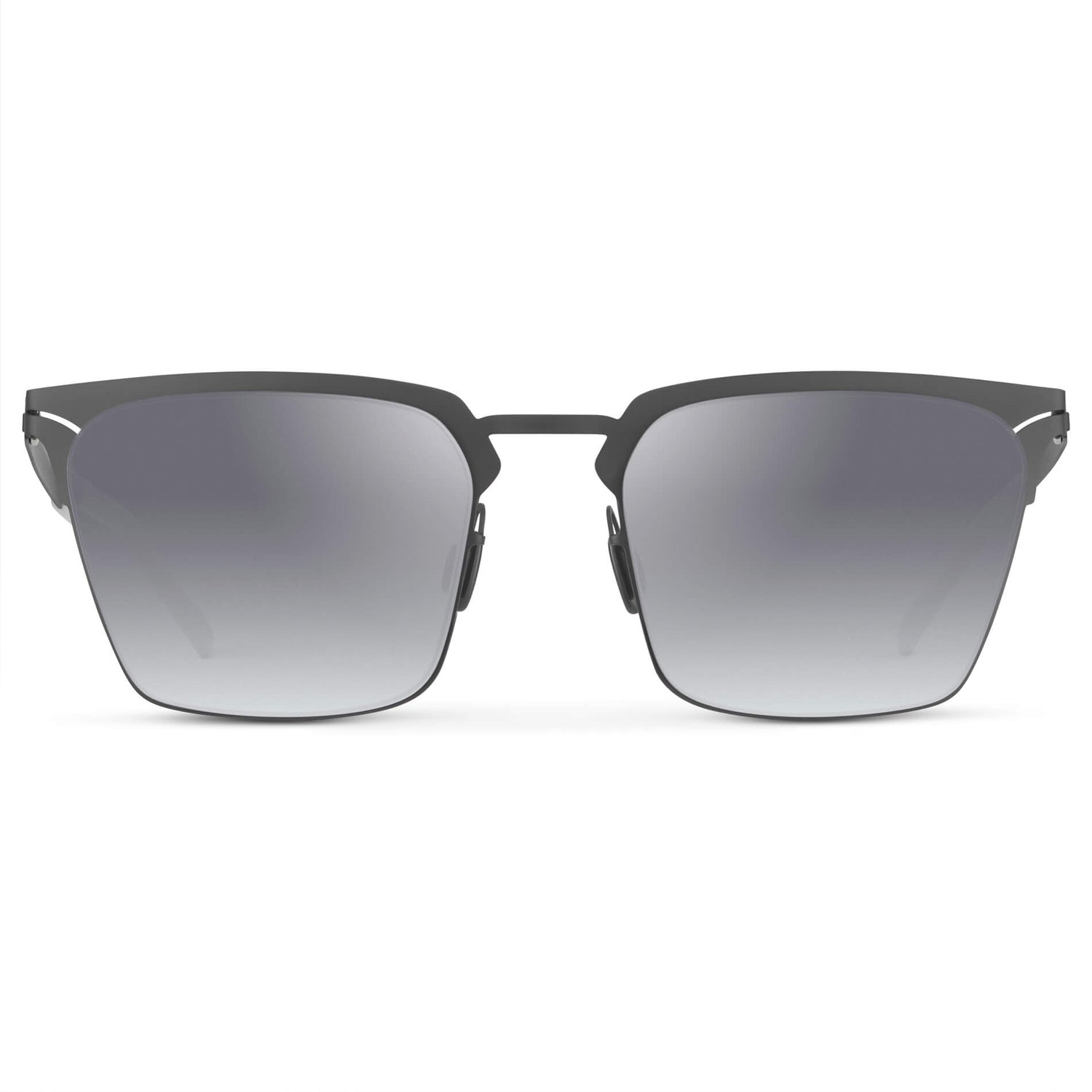 Matte Grey / Gradient Mirror Silver Lens || Unisex Sunglasses with Matte Grey Beta Titanium Metal Frame, Screwless Hinges, and Nylon Polarized Gradient Mirror Silver Lens