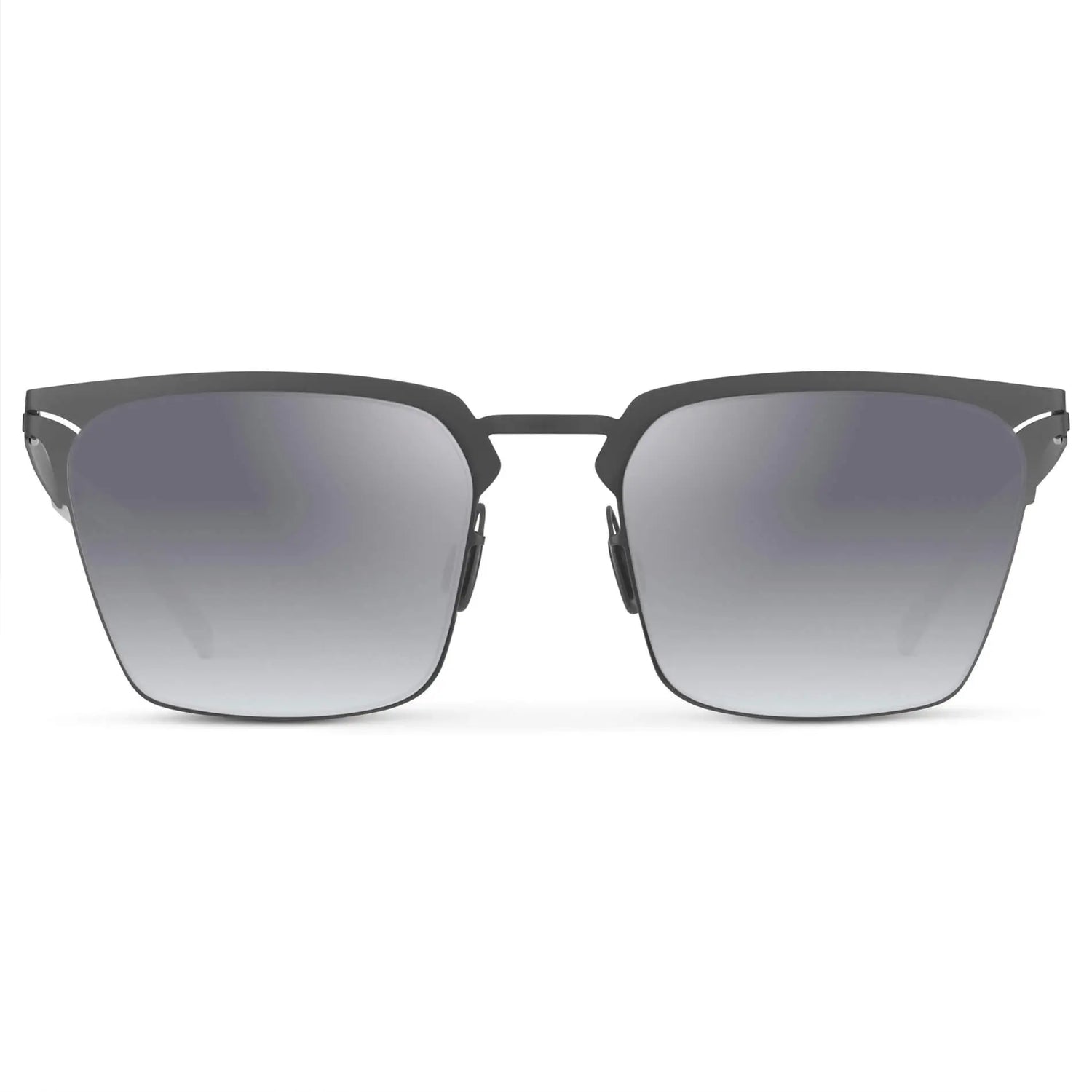 Matte Grey / Gradient Mirror Silver Lens || Unisex Sunglasses with Matte Grey Beta Titanium Metal Frame, Screwless Hinges, and Nylon Polarized Gradient Mirror Silver Lens