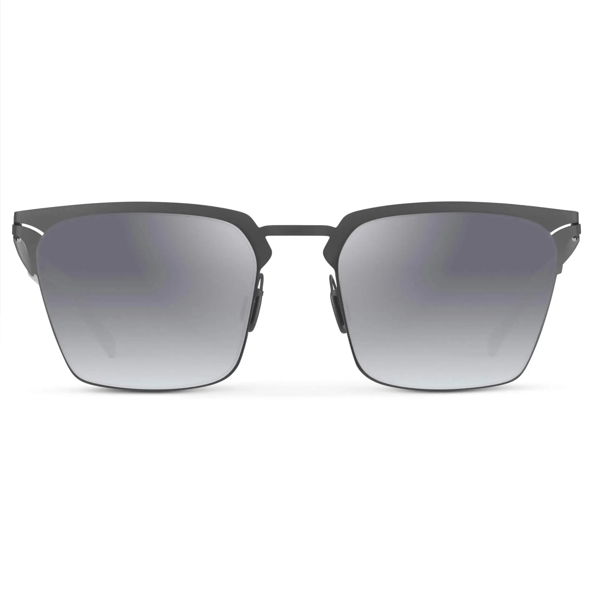 Matte Grey / Gradient Mirror Silver Lens || Unisex Sunglasses with Matte Grey Beta Titanium Metal Frame, Screwless Hinges, and Nylon Polarized Gradient Mirror Silver Lens
