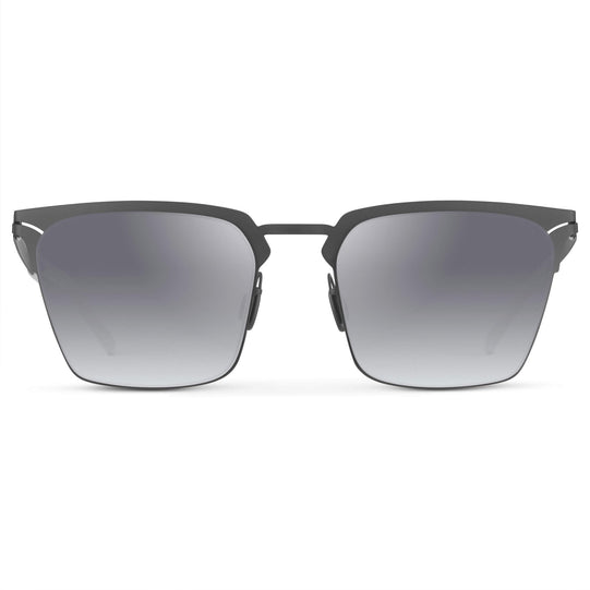 Matte Grey / Gradient Mirror Silver Lens || Unisex Sunglasses with Matte Grey Beta Titanium Metal Frame, Screwless Hinges, and Nylon Polarized Gradient Mirror Silver Lens