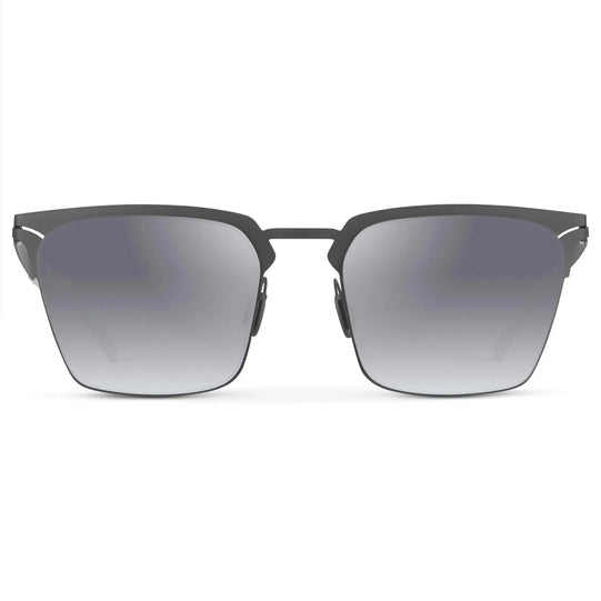 Matte Grey / Gradient Mirror Silver Lens || Unisex Sunglasses with Matte Grey Beta Titanium Metal Frame, Screwless Hinges, and Nylon Polarized Gradient Mirror Silver Lens