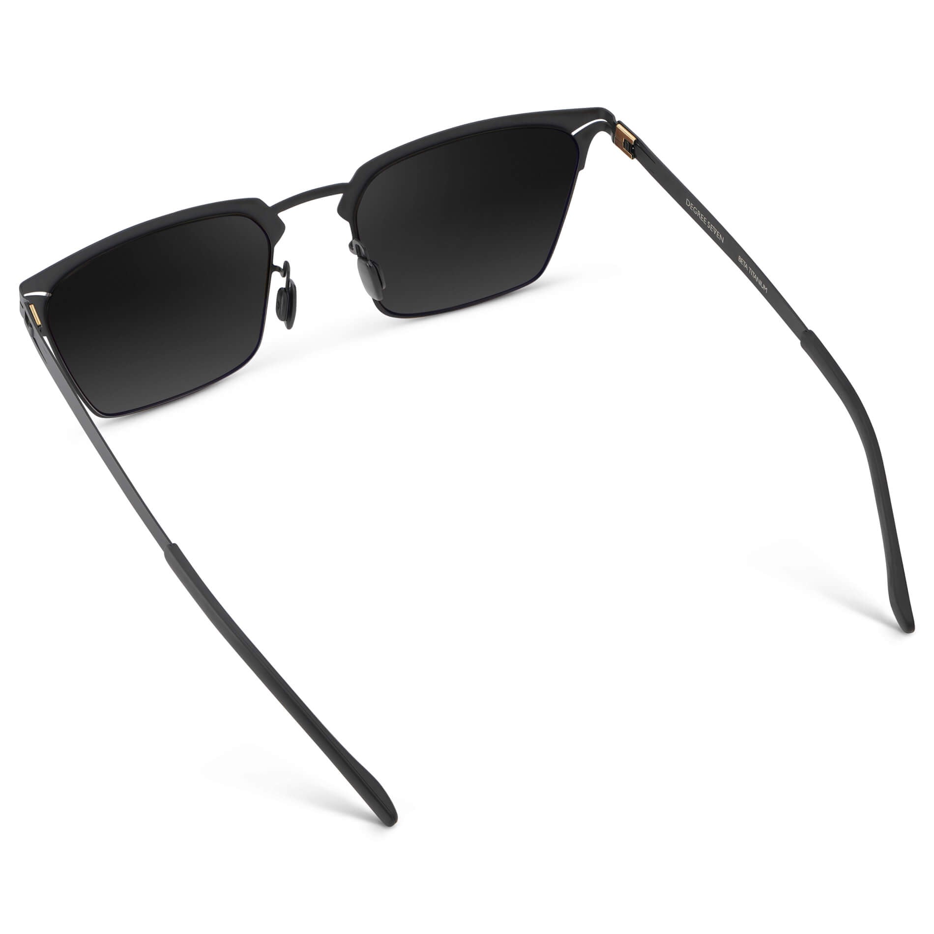 Matte Black / Black Gradient Lens || Unisex Sunglasses with Matte Black Beta Titanium Metal Frame, Screwless Hinges, and Nylon Polarized Black Gradient Lens