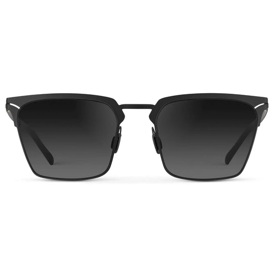 Matte Black / Black Gradient Lens || Unisex Sunglasses with Matte Black Beta Titanium Metal Frame, Screwless Hinges, and Nylon Polarized Black Gradient Lens