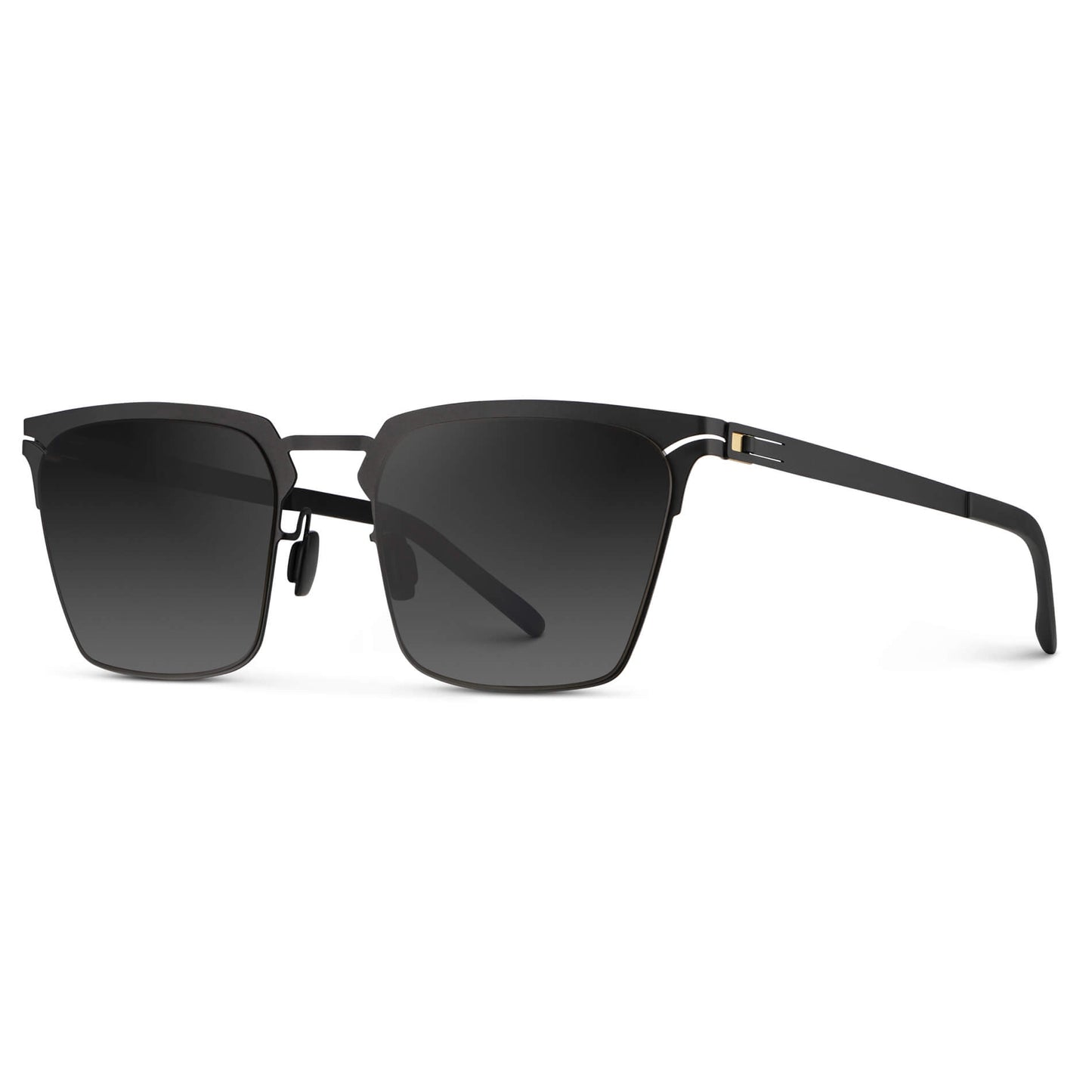 Matte Black / Black Gradient Lens || Unisex Sunglasses with Matte Black Beta Titanium Metal Frame, Screwless Hinges, and Nylon Polarized Black Gradient Lens