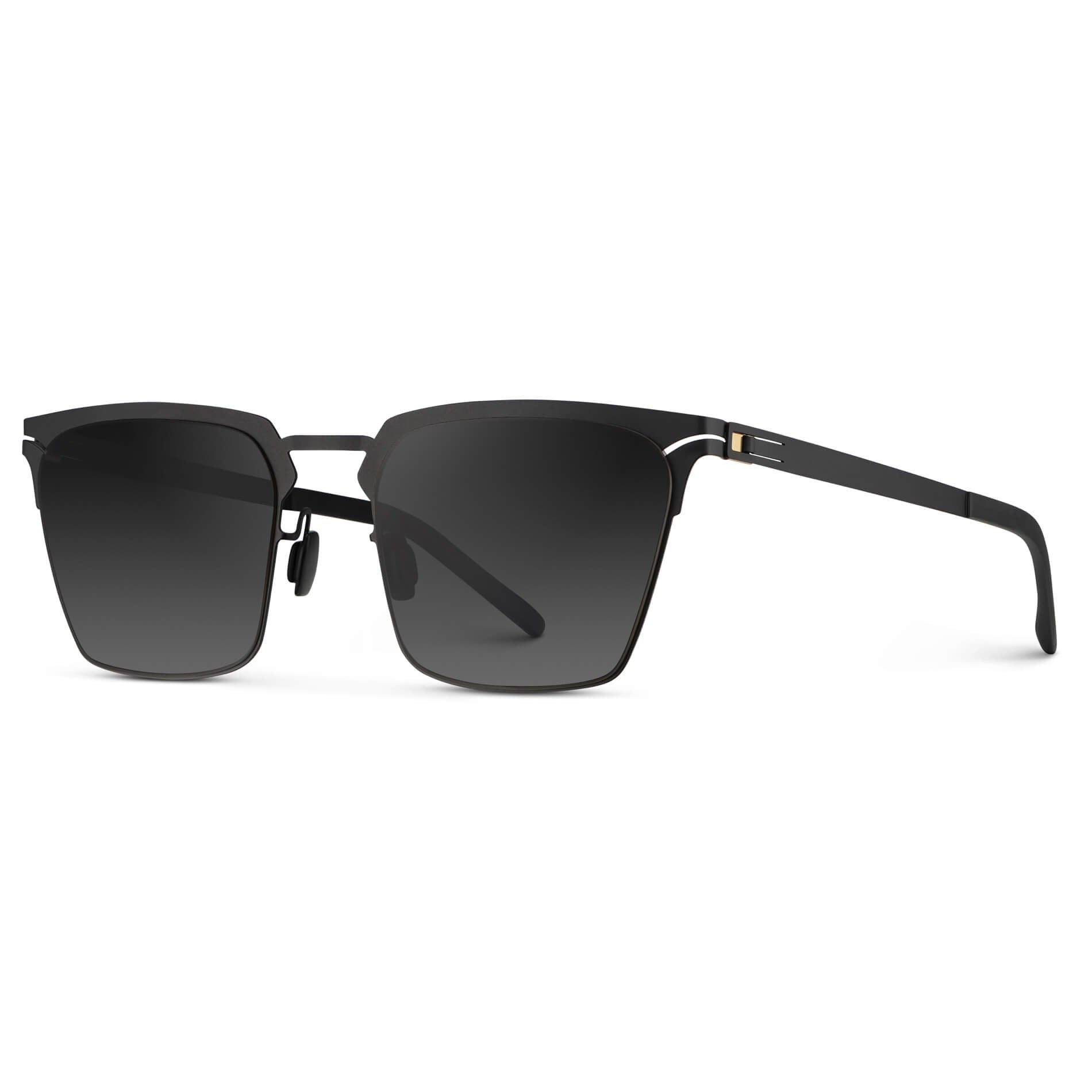 Matte Black / Black Gradient Lens || Unisex Sunglasses with Matte Black Beta Titanium Metal Frame, Screwless Hinges, and Nylon Polarized Black Gradient Lens