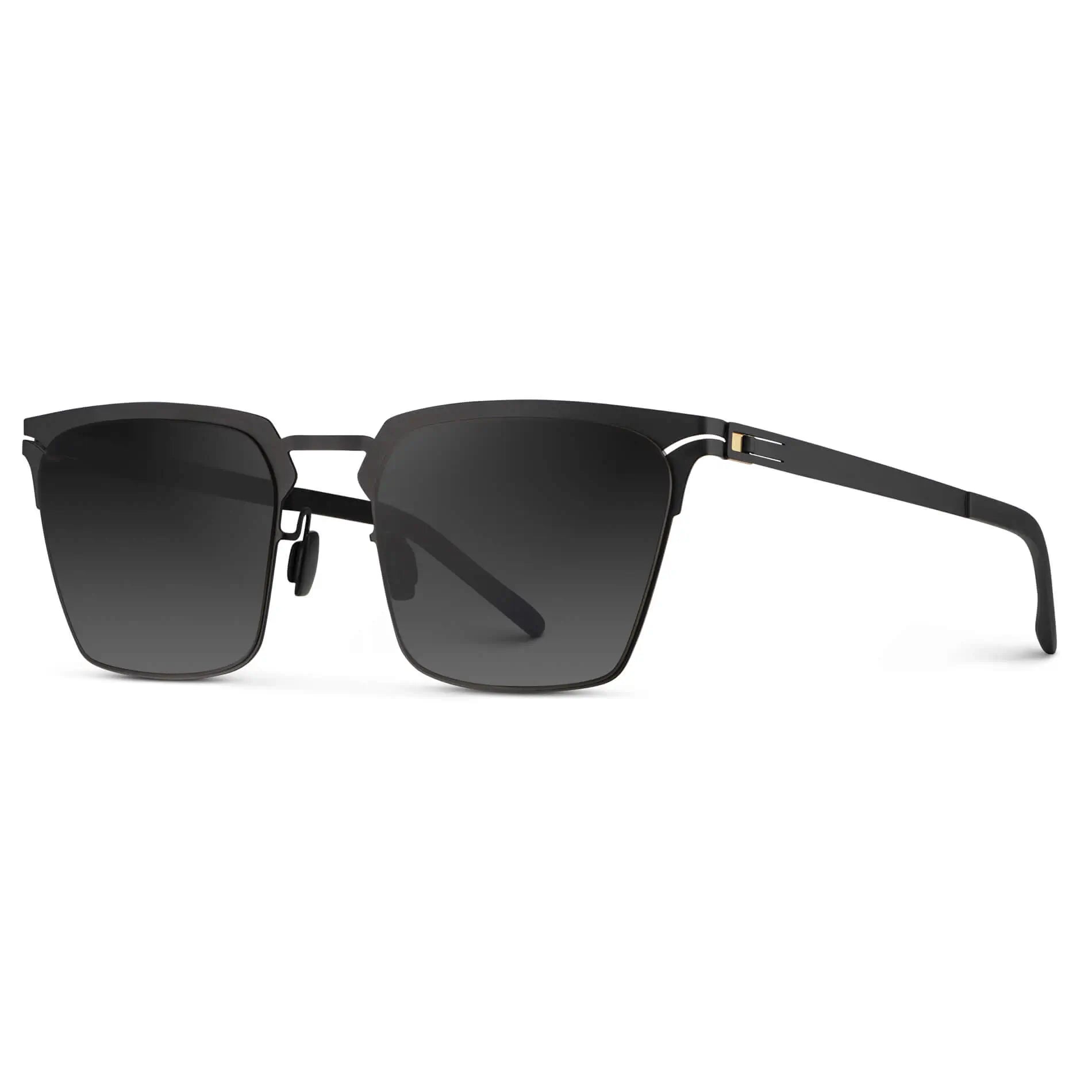 Matte Black / Black Gradient Lens || Unisex Sunglasses with Matte Black Beta Titanium Metal Frame, Screwless Hinges, and Nylon Polarized Black Gradient Lens