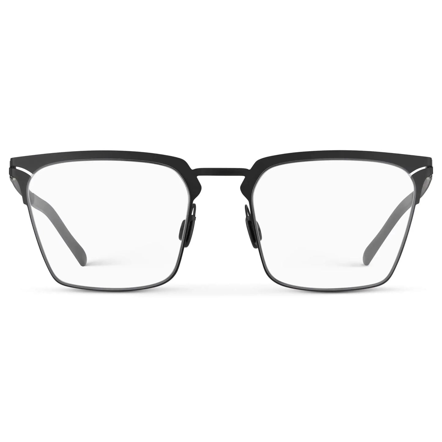 Matte Black || Unisex Blue Light Glasses with Matte Black Beta Titanium Metal Frame, Screwless Hinges, and Nylon Blue Light Blocking Clear Lens on a white background
