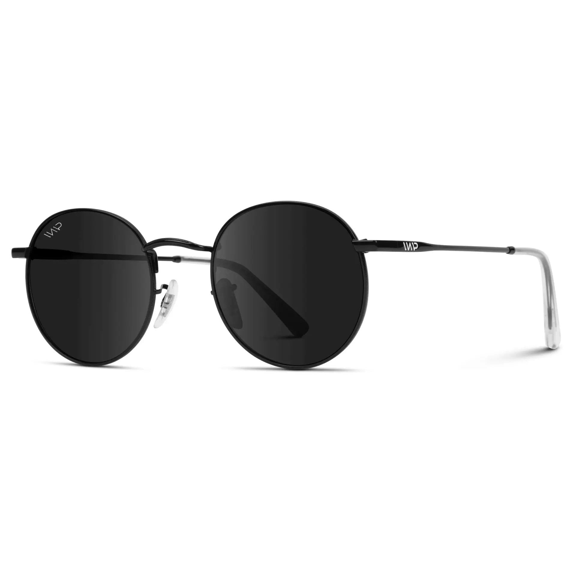 Black / Black Lens || Black Round Metal Frame Sunglasses with Black Polarized Lenses