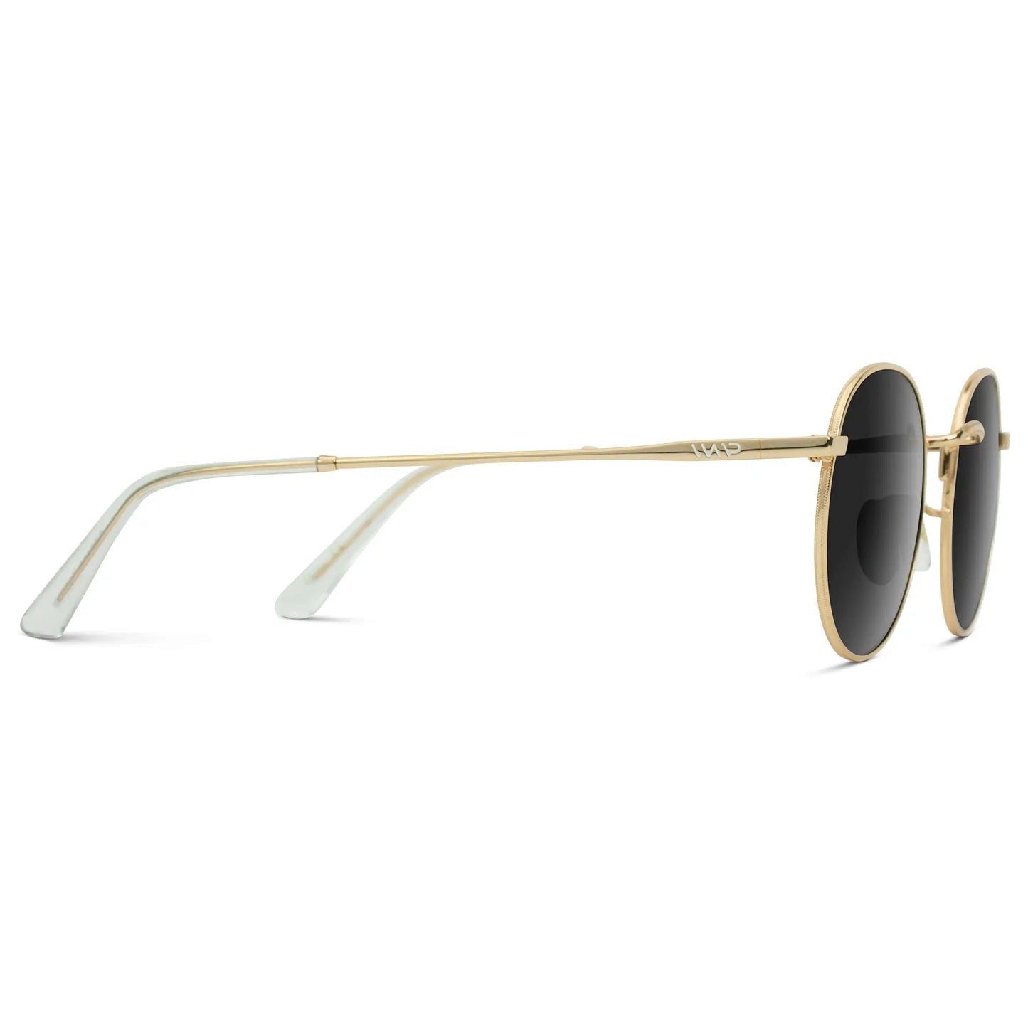 Gold / Black Lens || Gold Round Metal Frame Sunglasses with Black Polarized Lenses