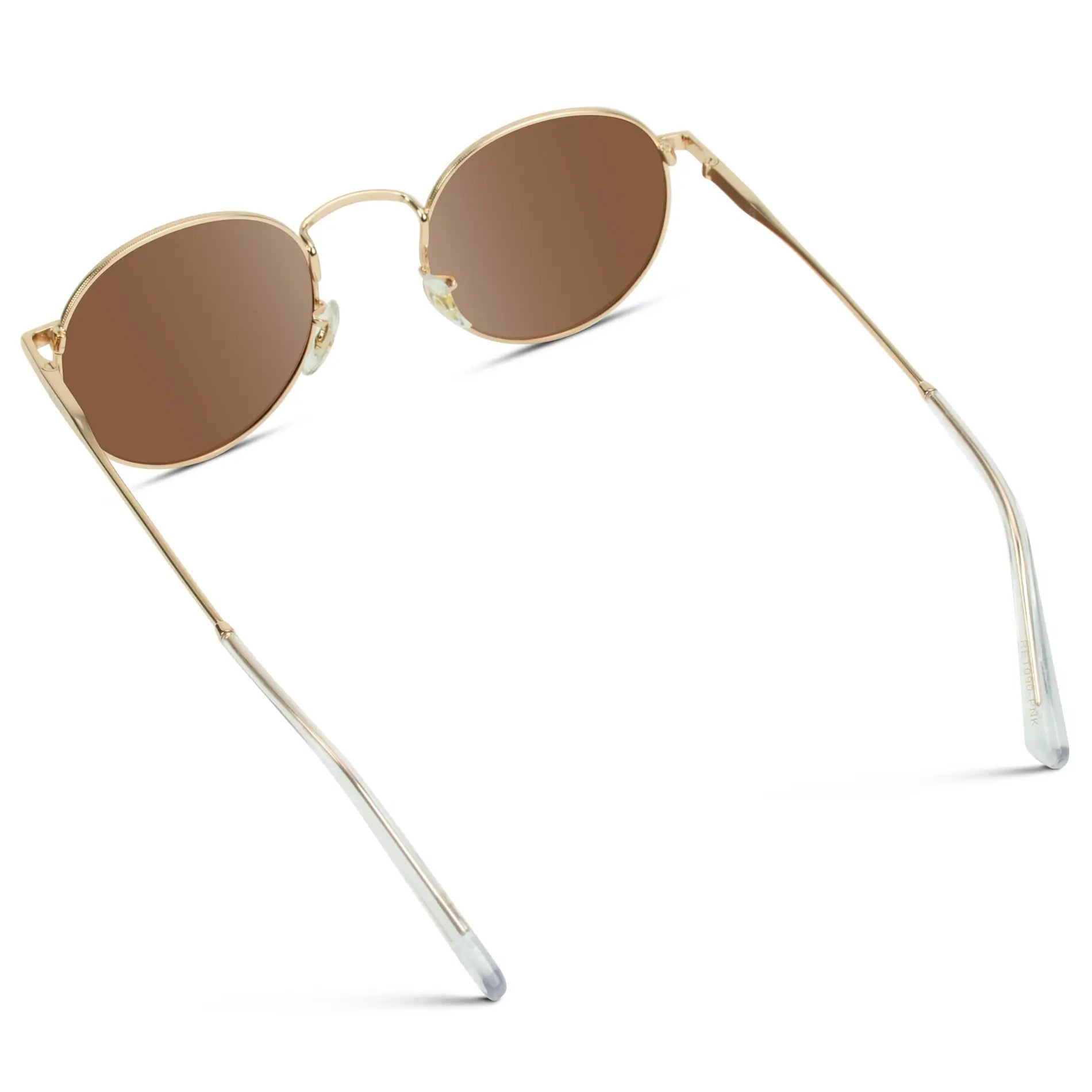 Gold / Pink Lens || Gold Round Metal Frame Sunglasses with Pink Polarized Lenses