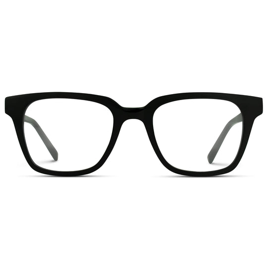 Glossy Black || Rectangle Black Frame Glasses with Clear Prescription Lenses