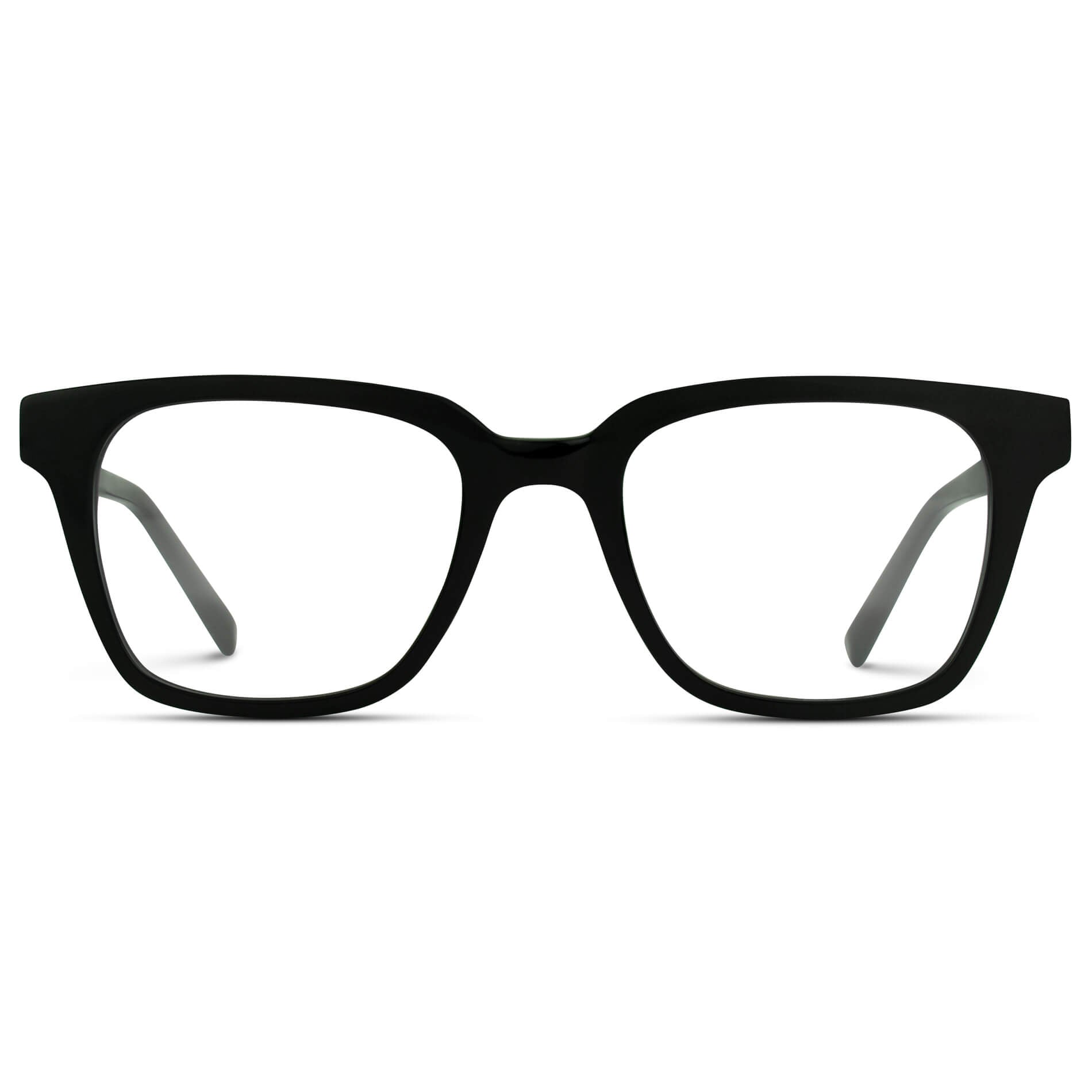 Glossy Black || Black Square Frame Blue Light Blocking Glasses for Computer Use