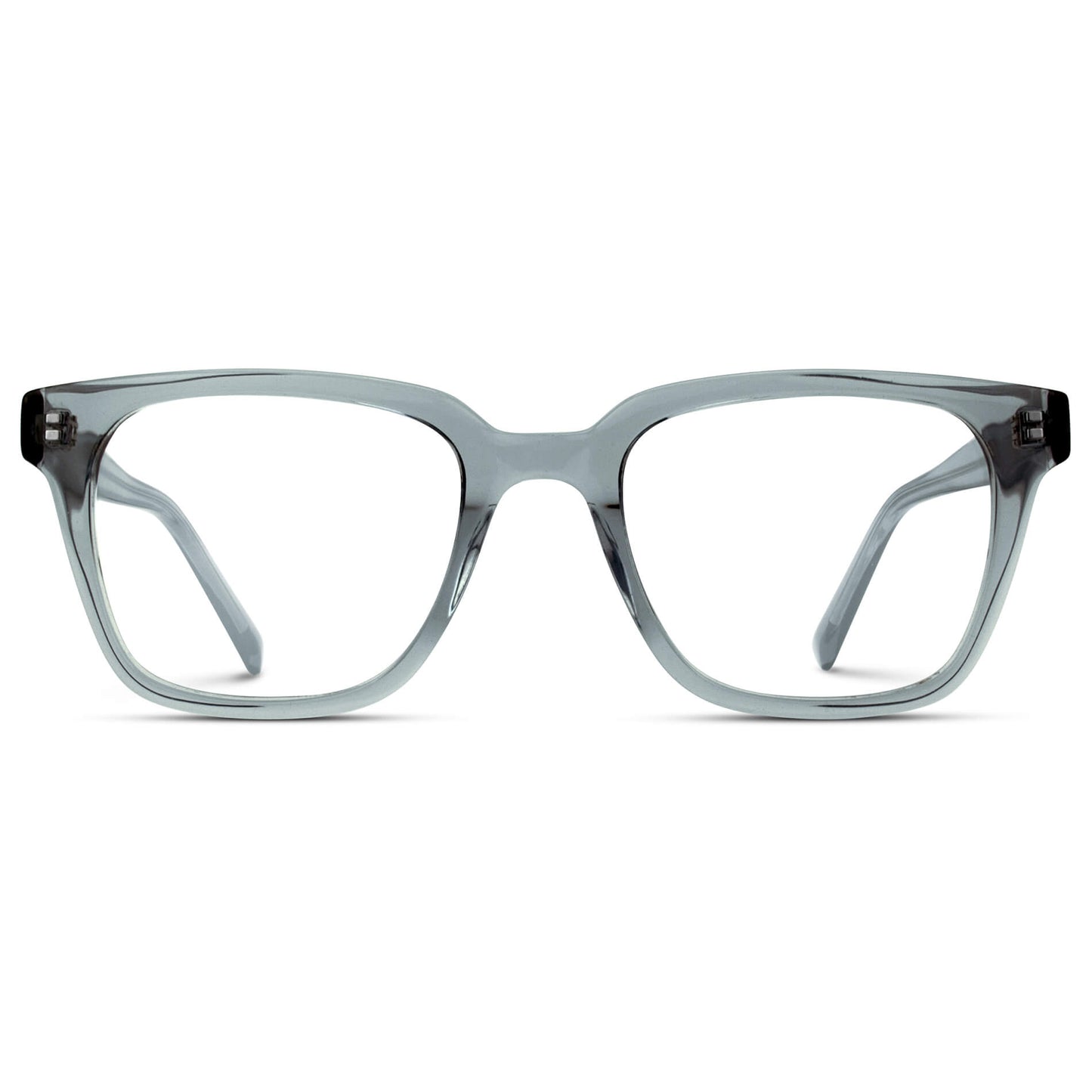 Denim Blue / Medium || Rectangle Blue Frame Glasses with Clear Prescription Lenses