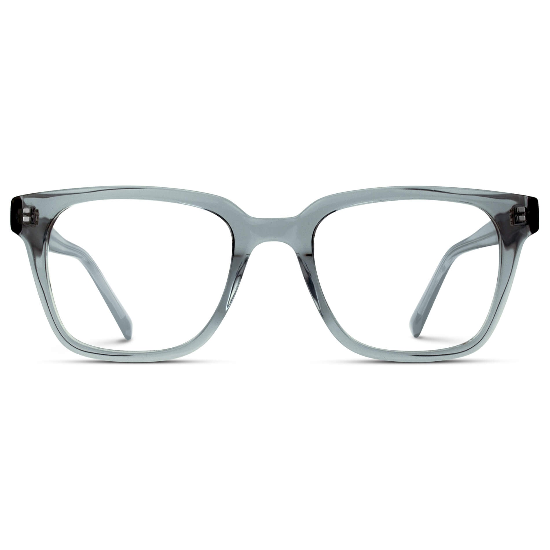 Denim Blue / Medium || Rectangle Blue Frame Glasses with Clear Prescription Lenses